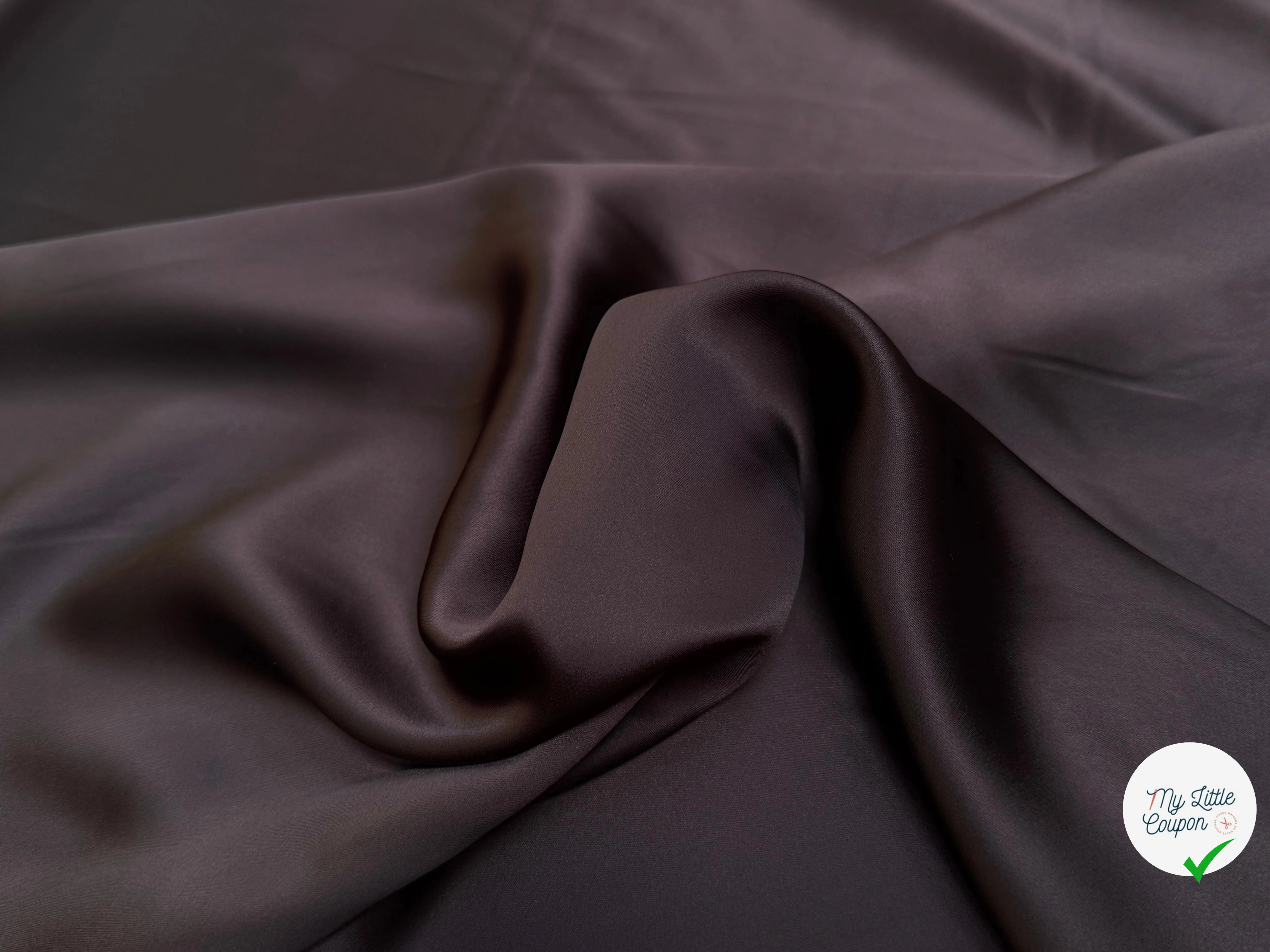 CREPE ENVERS SATIN VISCOSE BEAU TOMBÉ SMOKY BROWN - My Little Coupon