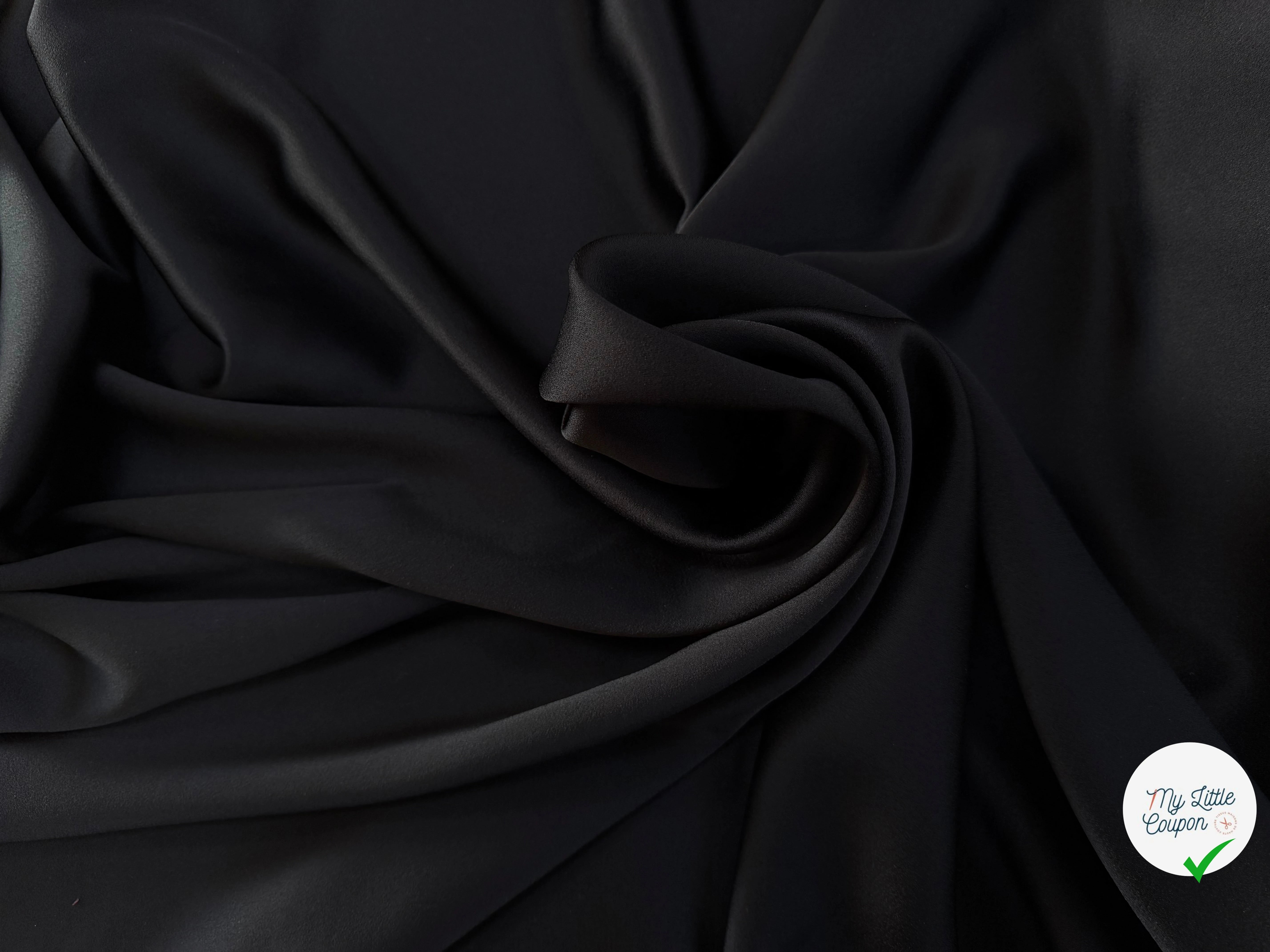CREPE ENVERS SATIN VISCOSE ET ACETATE MAT NOIR - My Little Coupon