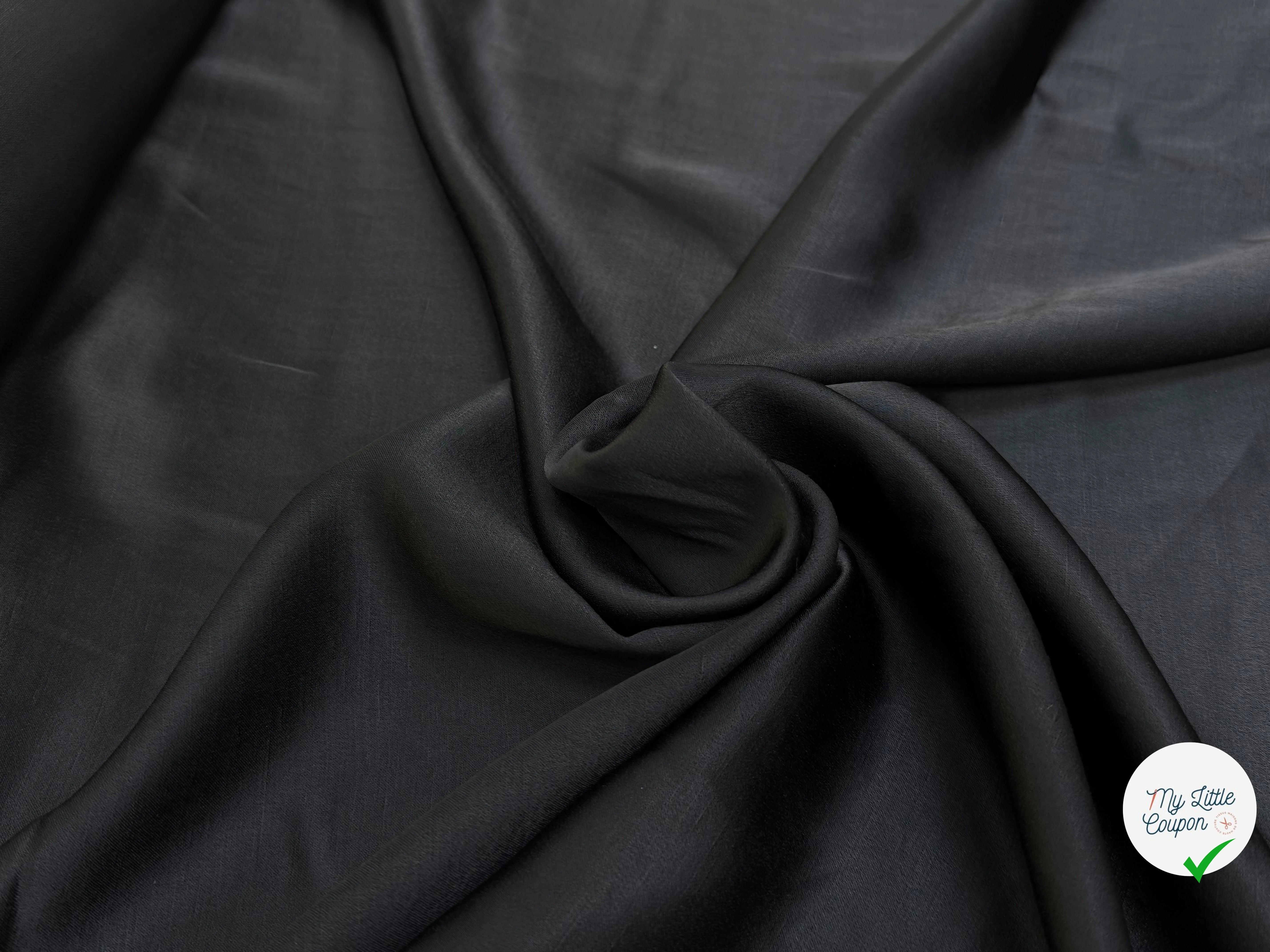 CREPE ENVERS SATIN VISCOSE TEXTURÉ SHANTUNG COUTURE NOIR - My Little Coupon