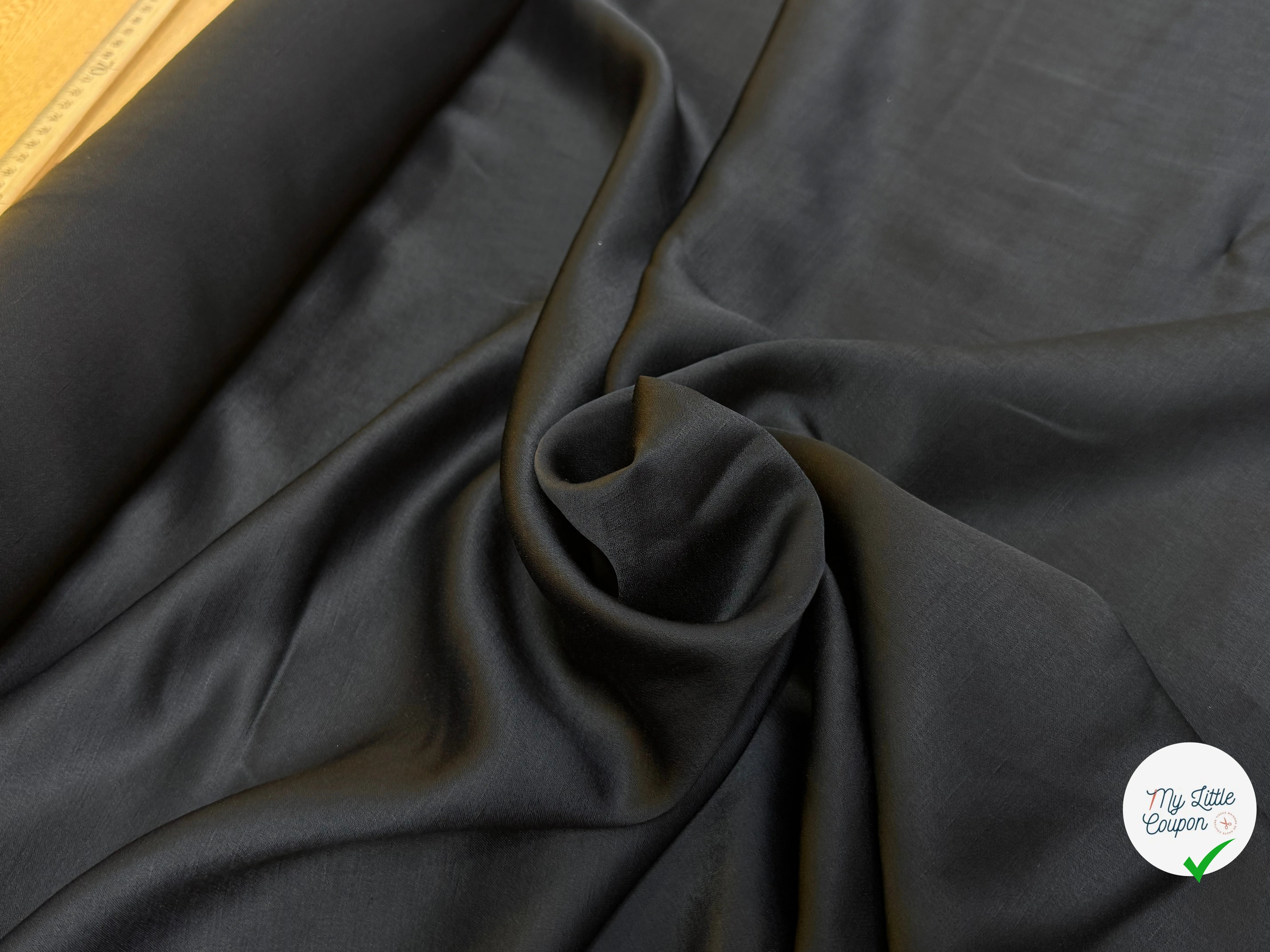 CREPE ENVERS SATIN VISCOSE TEXTURÉ SHANTUNG COUTURE NOIR - My Little Coupon