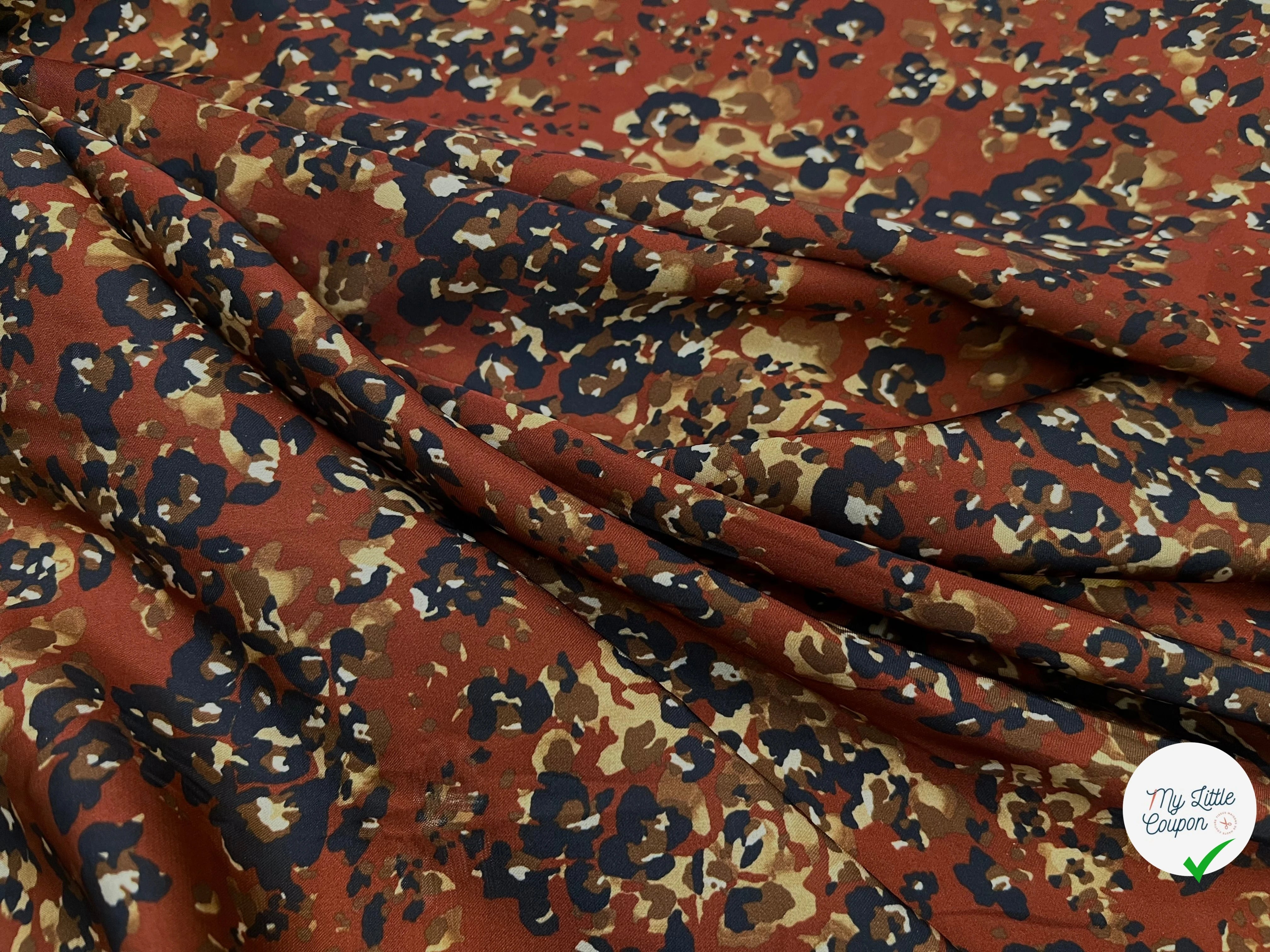 CREPE FLEURS ABSTRAITE NOIR&FOND MARRON ET FLUIDE - My Little Coupon