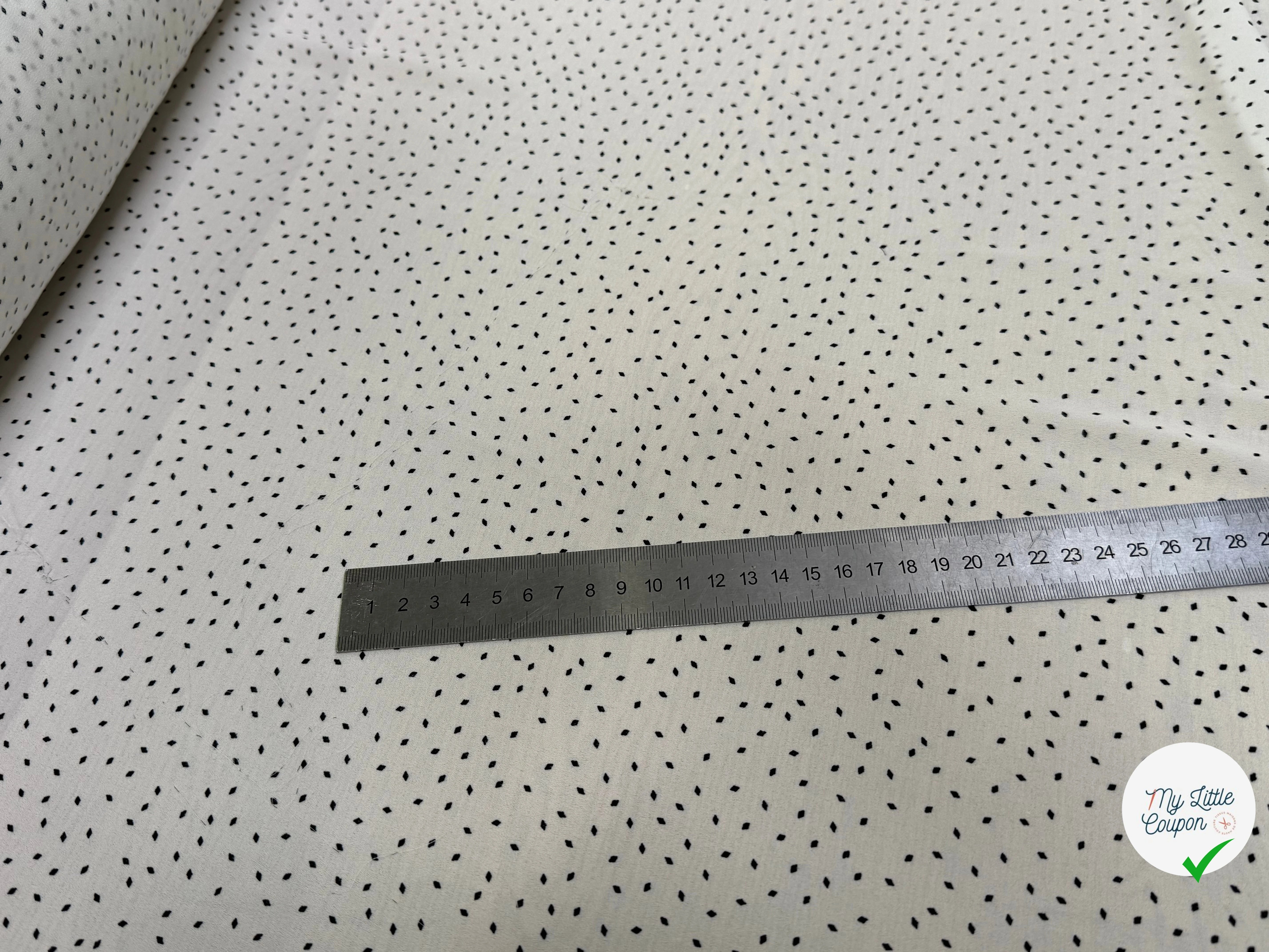 CREPE FLUIDE FOND BLANC POIS MINI LOSANGES - My Little Coupon