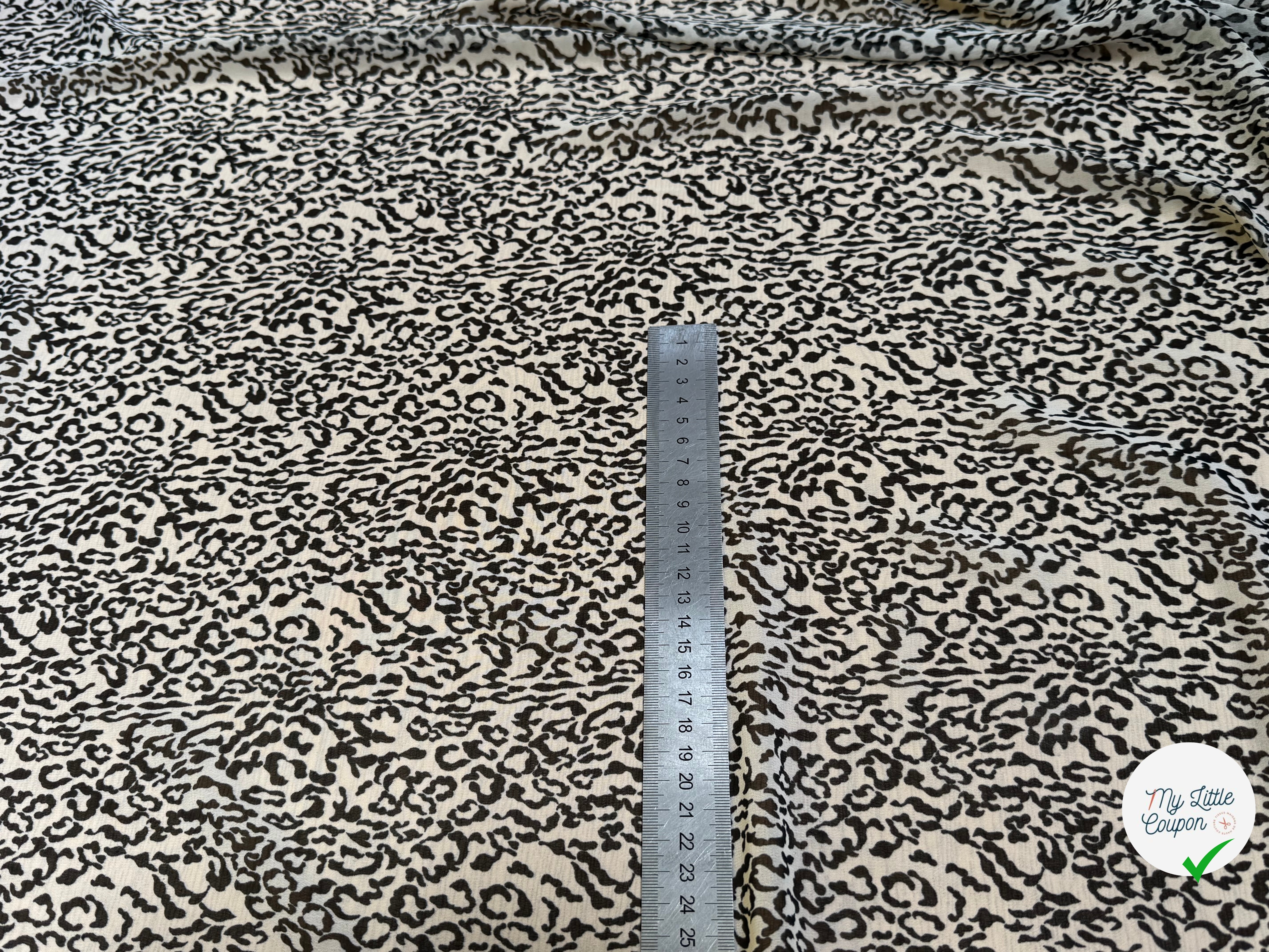 CREPE FLUIDE FOND ÉCRU MOTIF ANIMAL NOIR - My Little Coupon