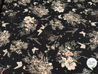 CREPE FLUIDE FOND NOIR MOTIFS FLORAUX PAPILLONS - My Little Coupon