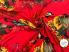 CREPE GAUFFRÉ ROUGE PAPILLONS & FLEURS MLC INTERN