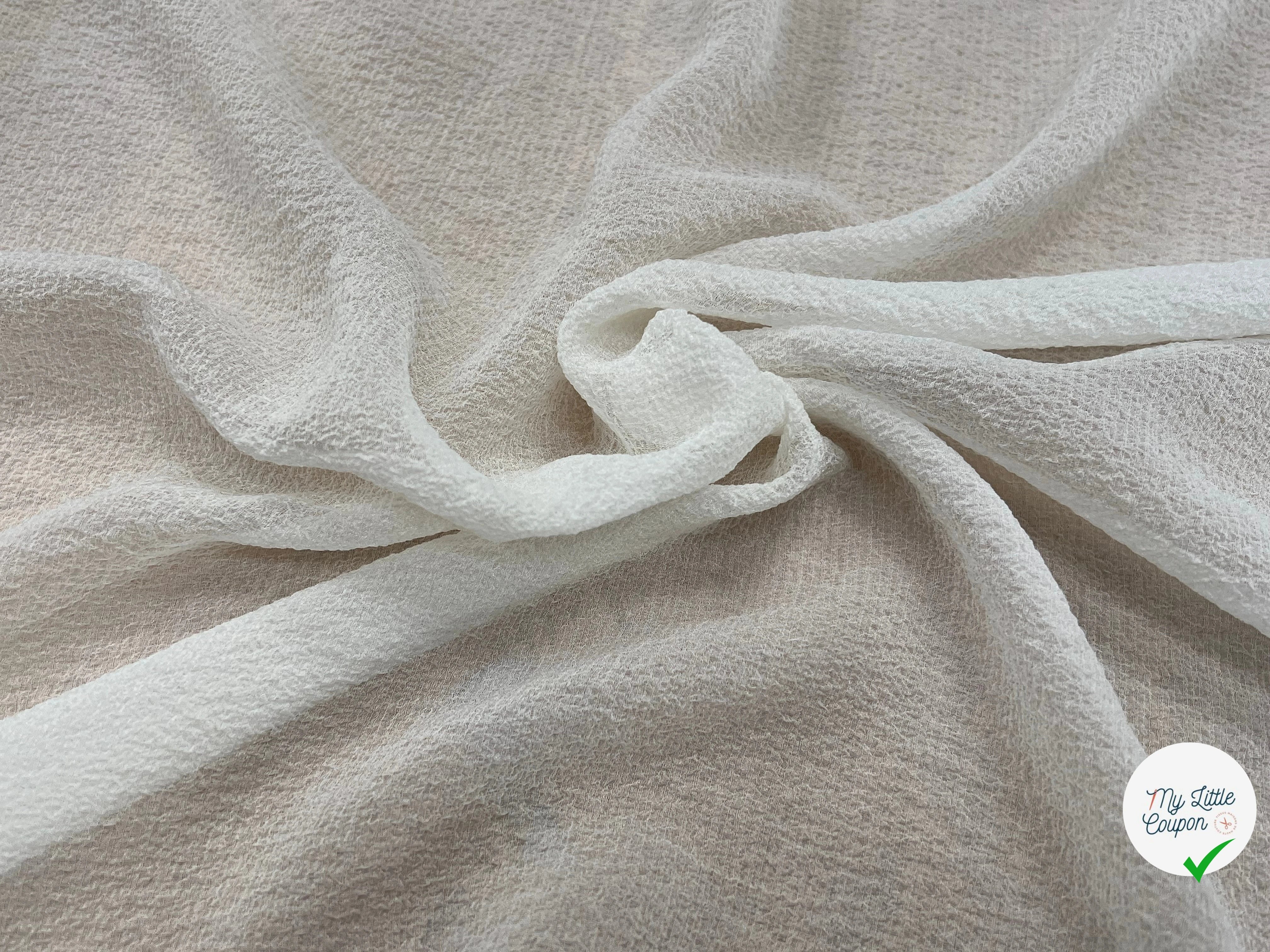 CREPE GAUFFRÉ SOIE BLANC CASSÉ FABRICATION FRANCAISE - My Little Coupon