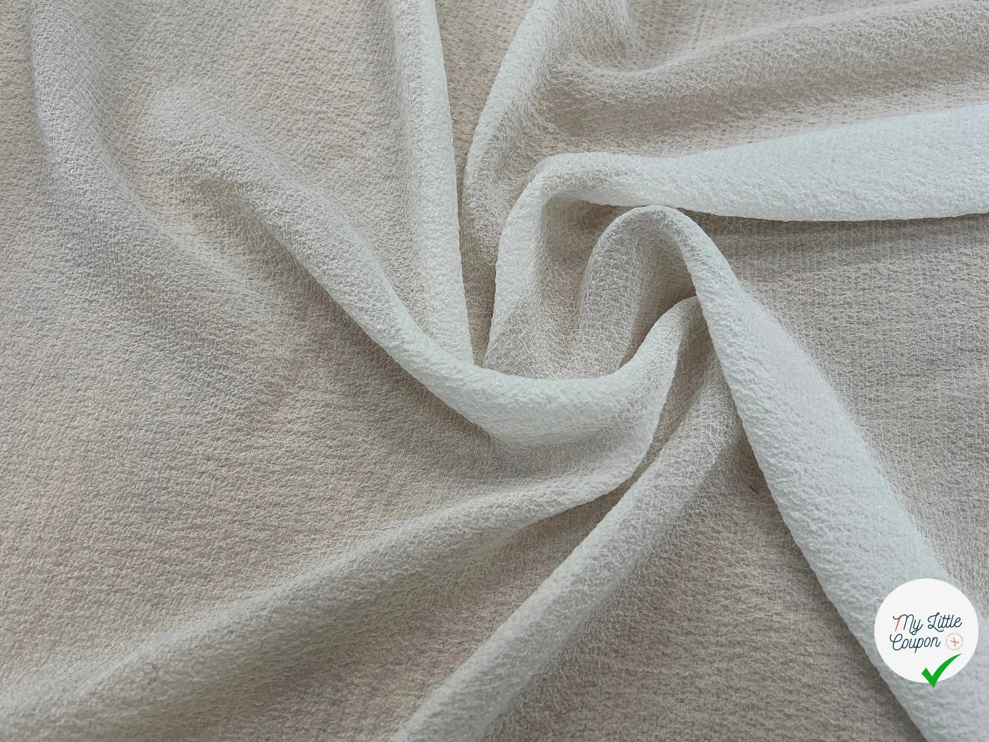 CREPE GAUFFRÉ SOIE BLANC CASSÉ FABRICATION FRANCAISE - My Little Coupon
