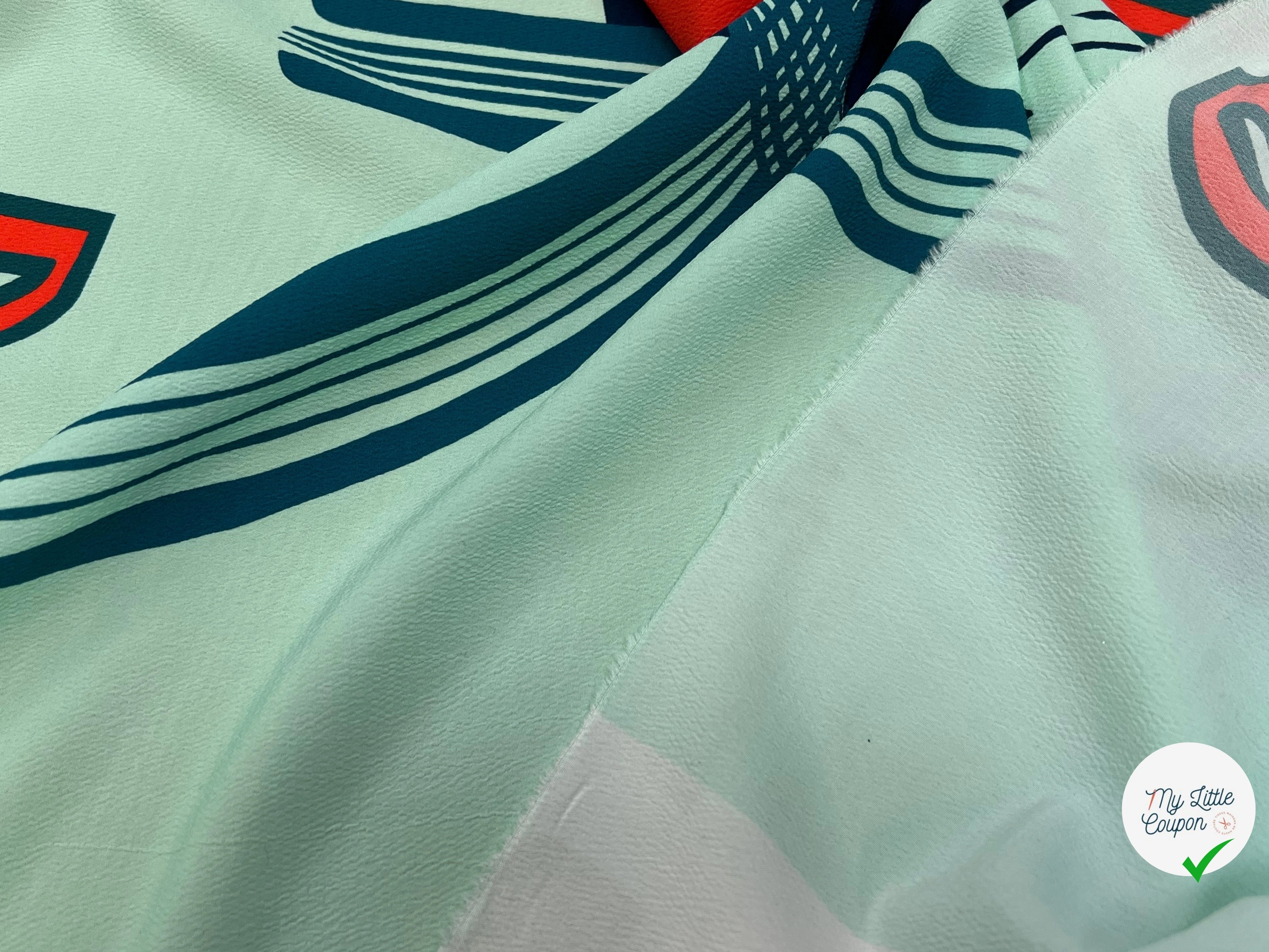 CRÈPE GAUFRÉ IMPRIMÉ FOND VERT MENTHE - My Little Coupon