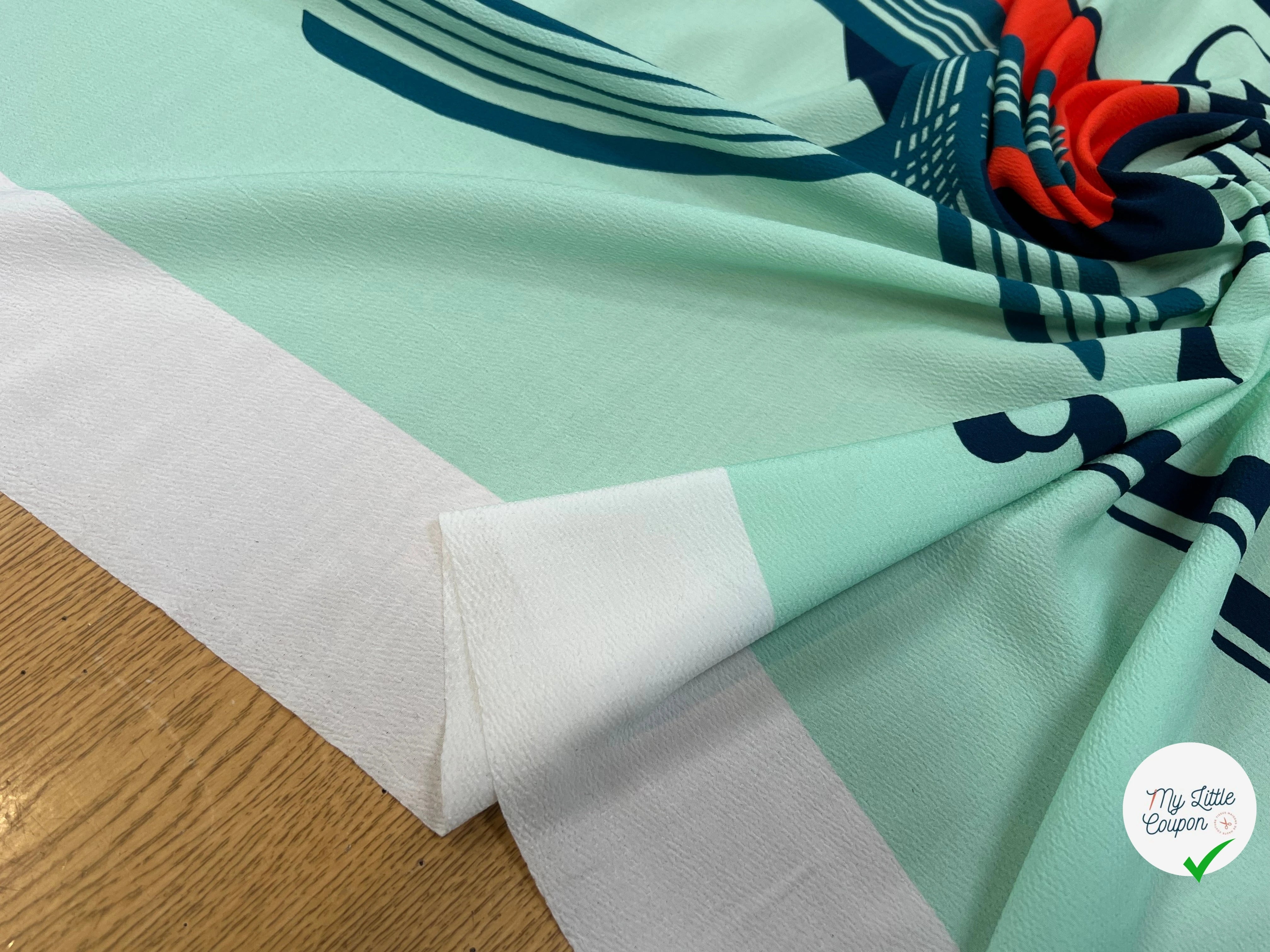 CRÈPE GAUFRÉ IMPRIMÉ FOND VERT MENTHE - My Little Coupon