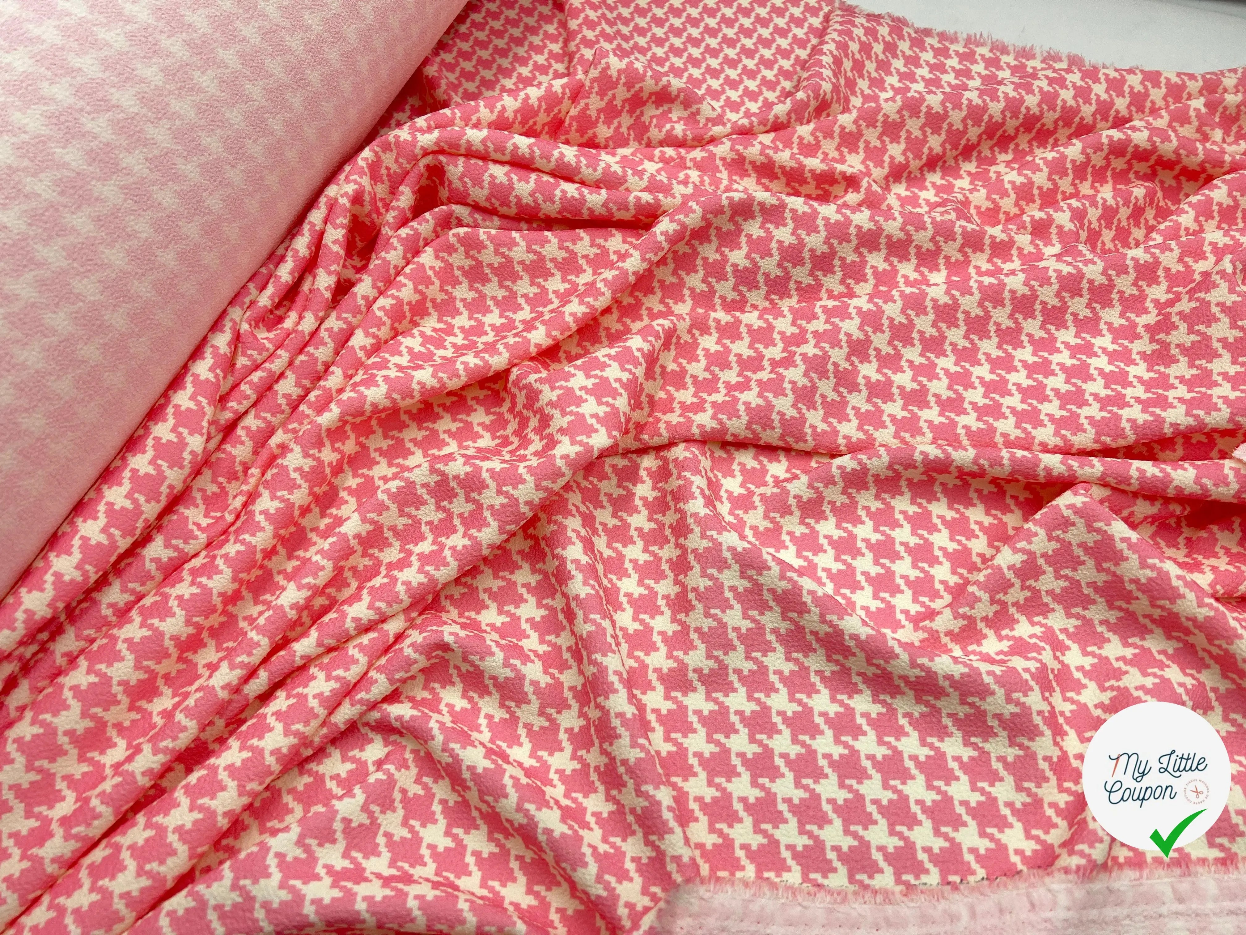 CRÊPE GAUFRÉ PIED DE COQ ROSE MERVEILLEUX - My Little Coupon - tissu - coudre