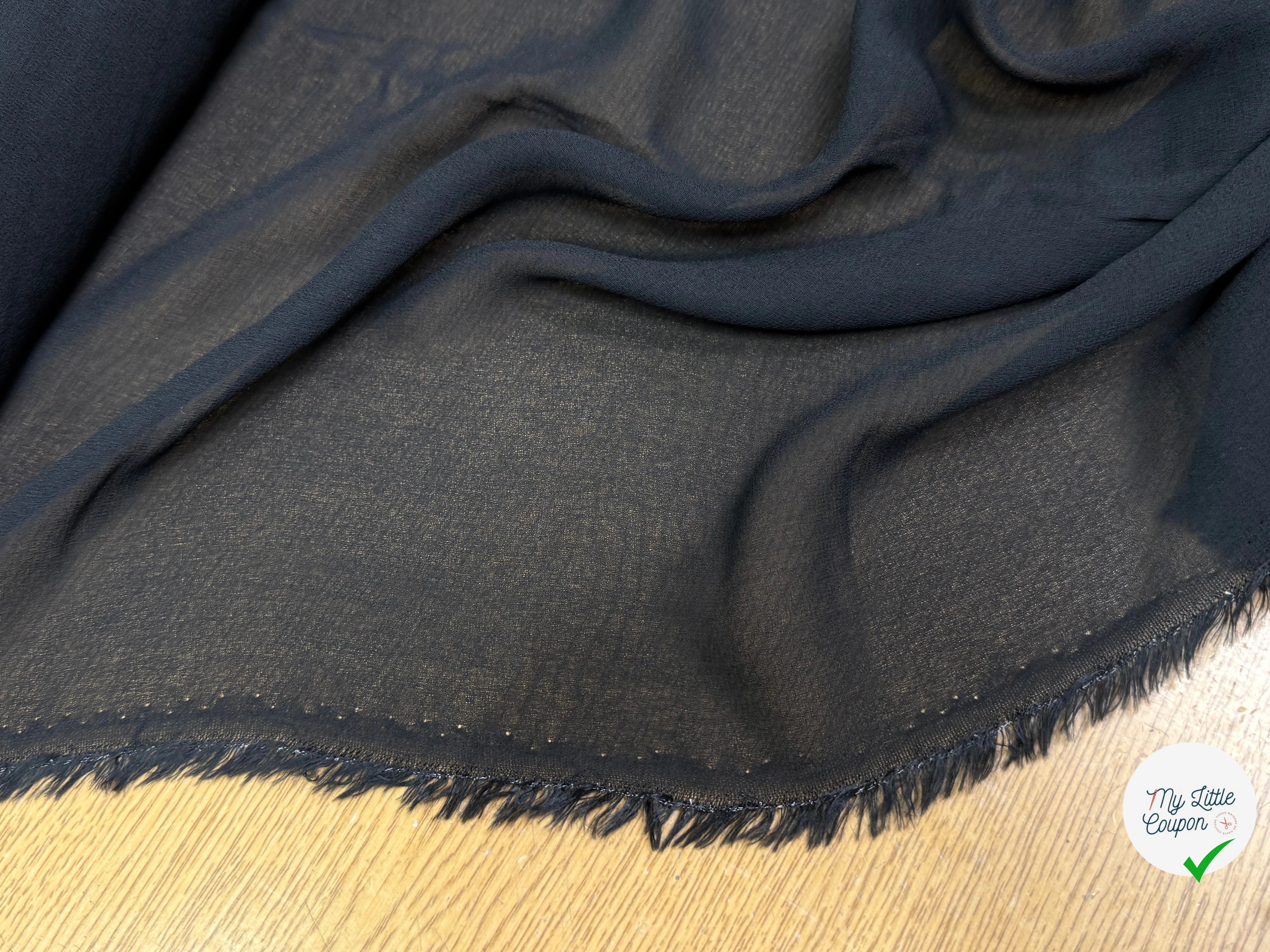 CREPE GEORGETTE 100% VISCOSE FLUIDE NOIR - My Little Coupon