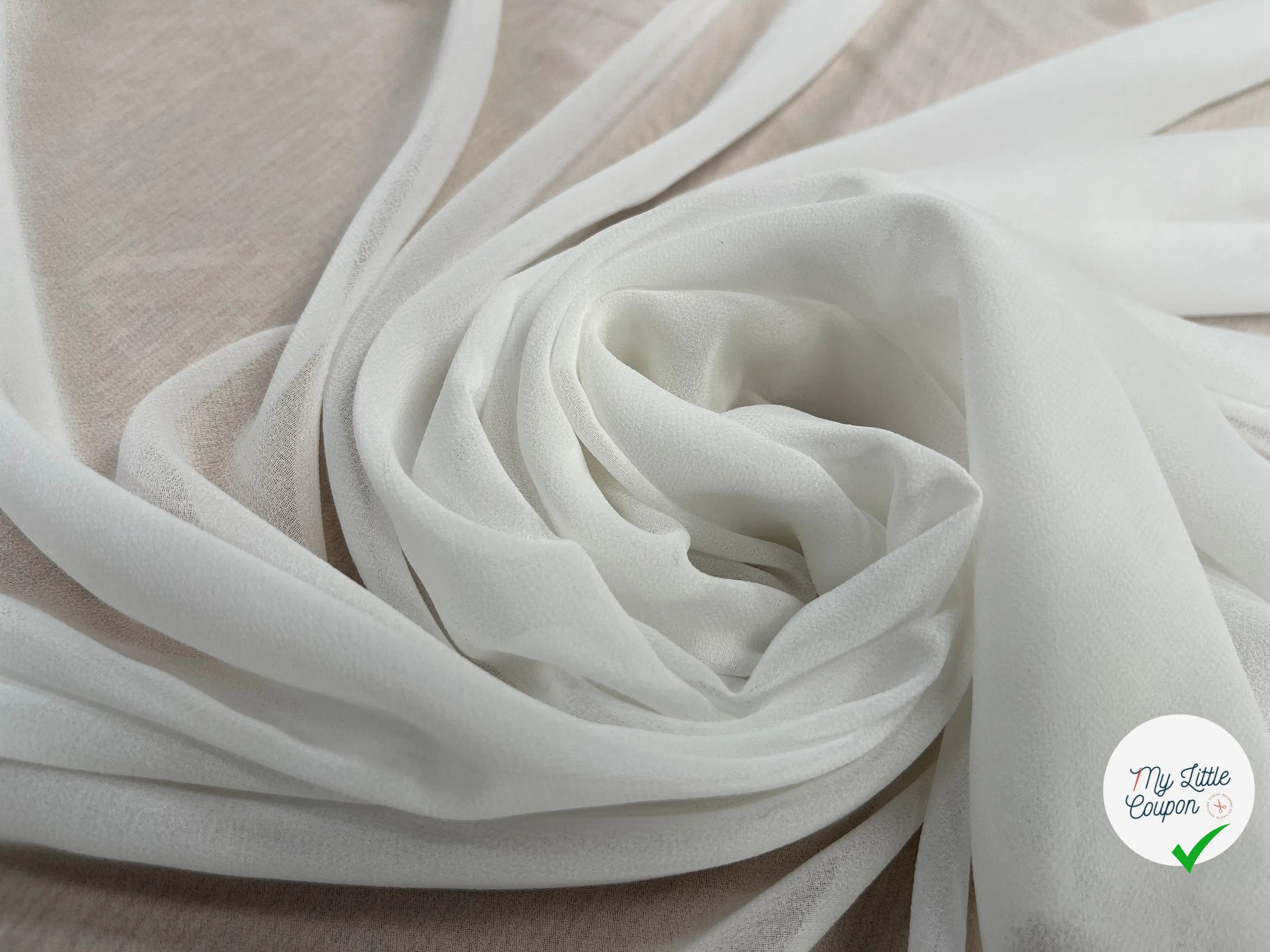 CREPE GEORGETTE BLANC POLYESTER - My Little Coupon