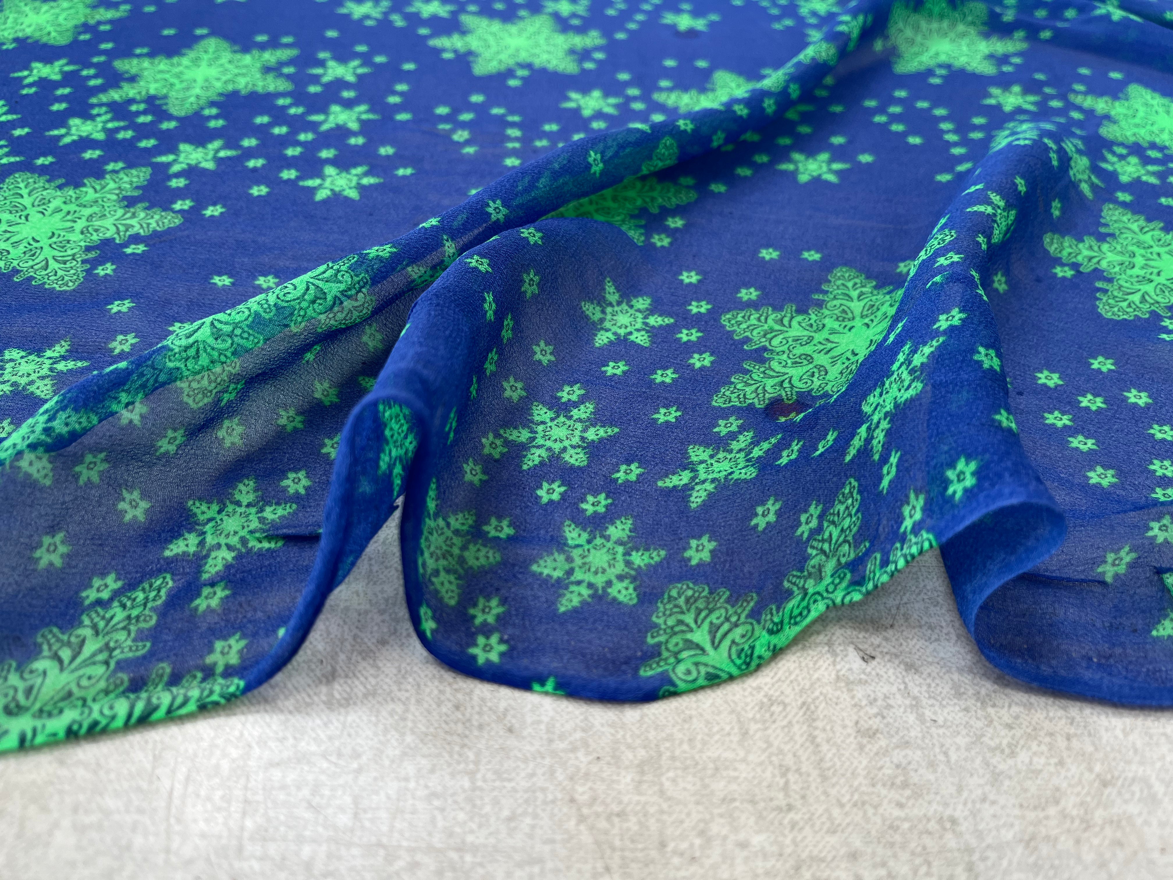 CREPE GEORGETTE DE SOIE FLOCONS BLEU - My Little Coupon