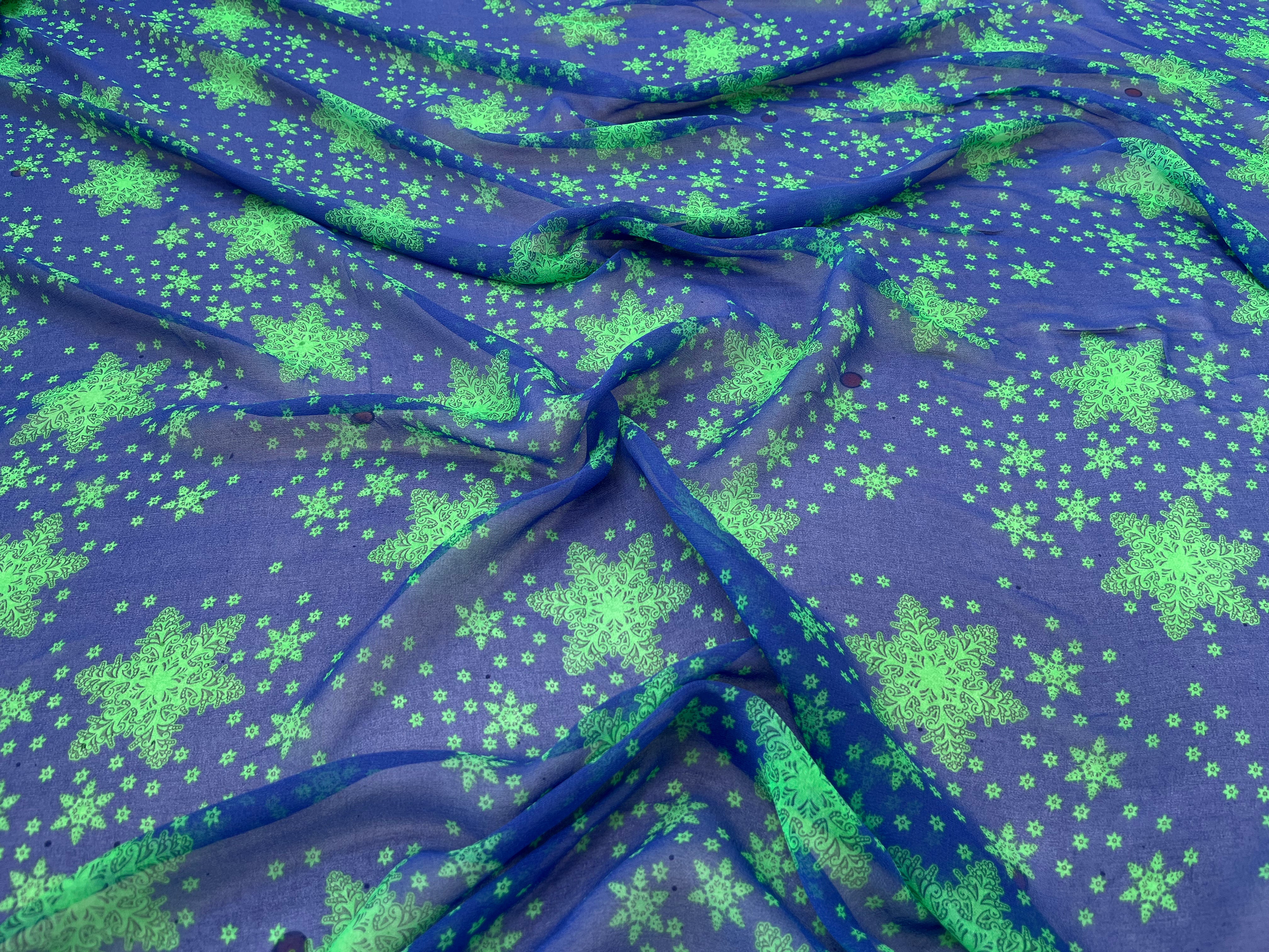 CREPE GEORGETTE DE SOIE FLOCONS BLEU - My Little Coupon