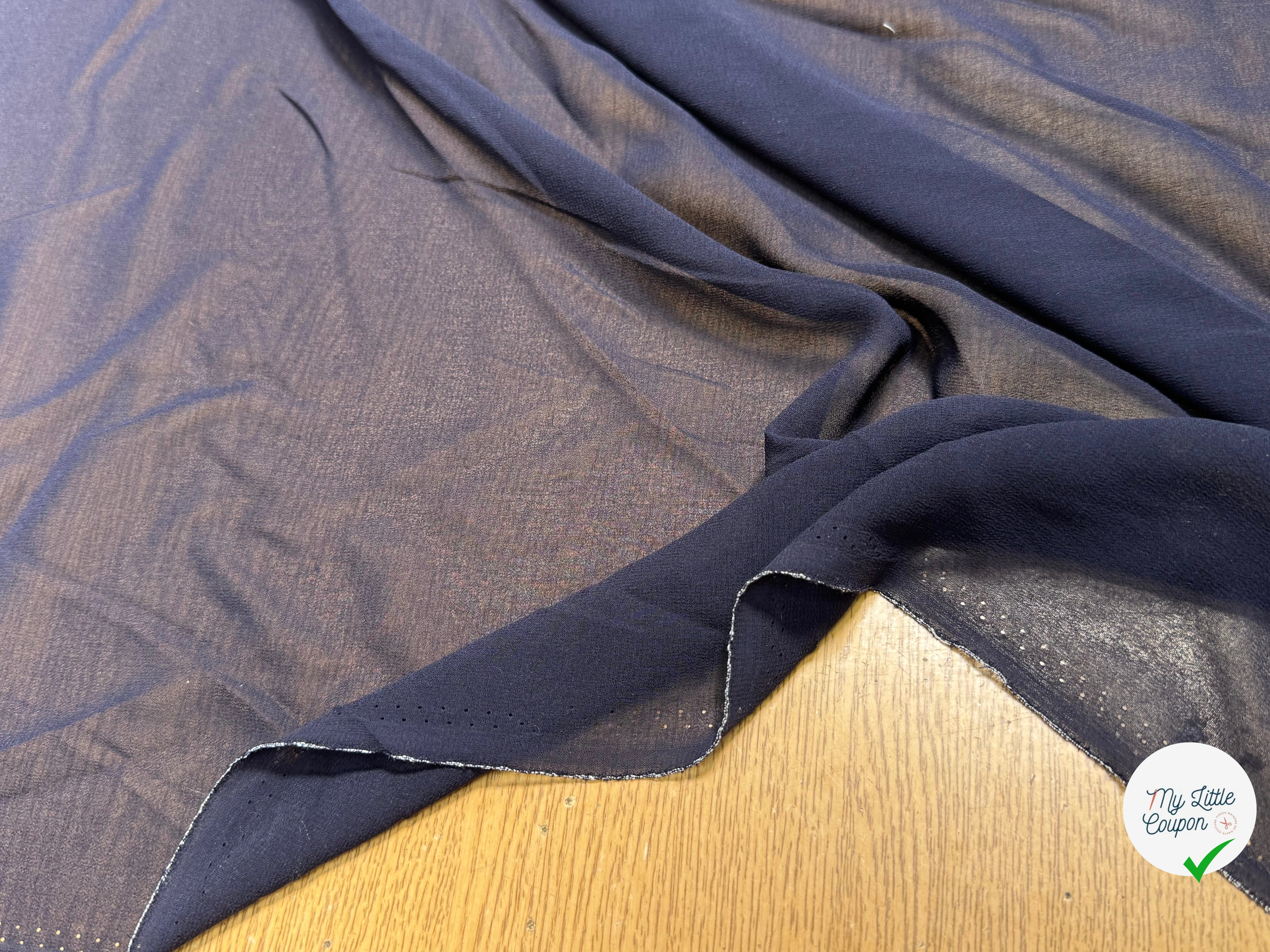 CREPE GEORGETTE DE SOIE MARINE EN 110 - My Little Coupon