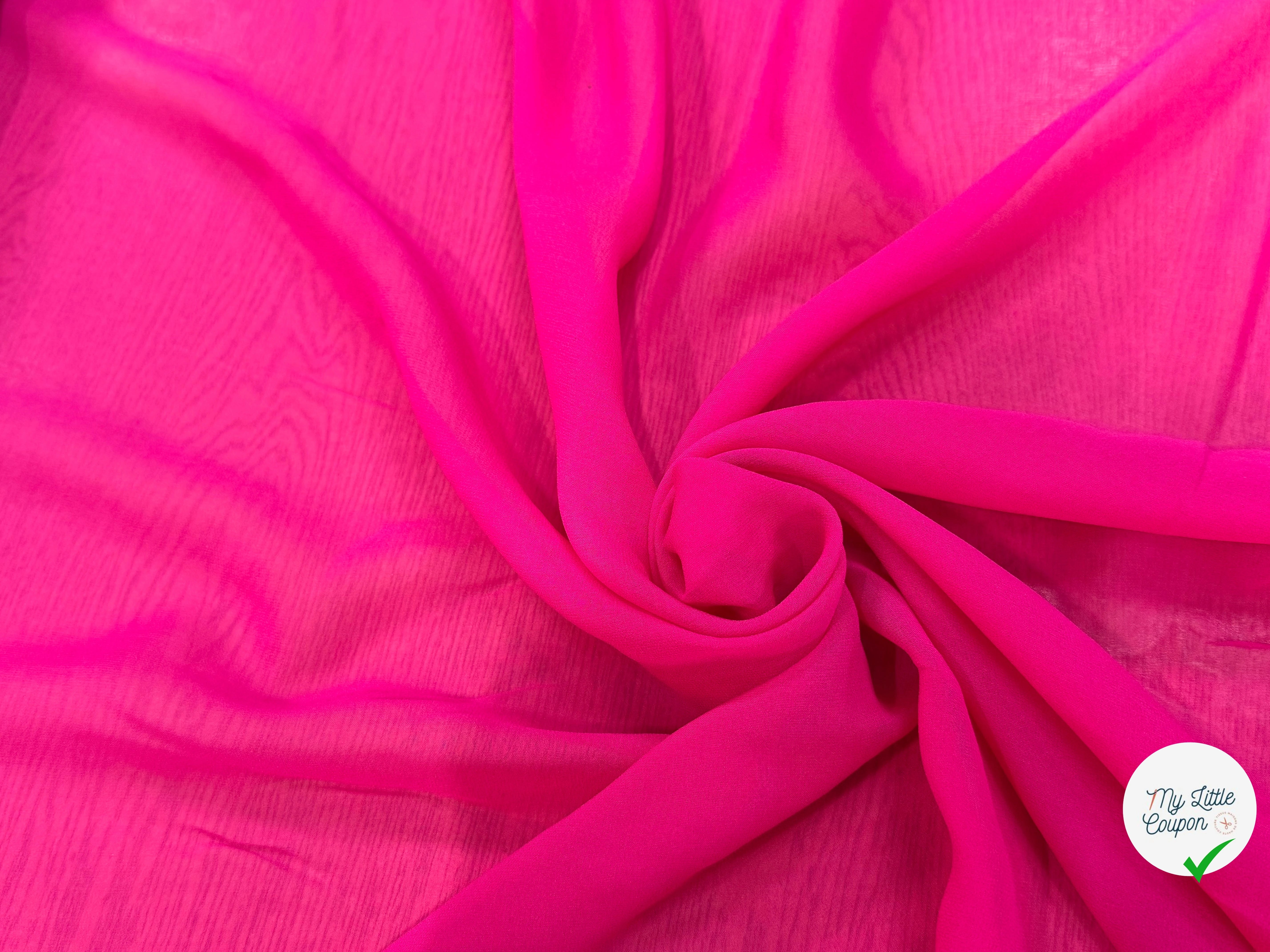 CREPE GEORGETTE DE SOIE ROSE FLASHY - My Little Coupon