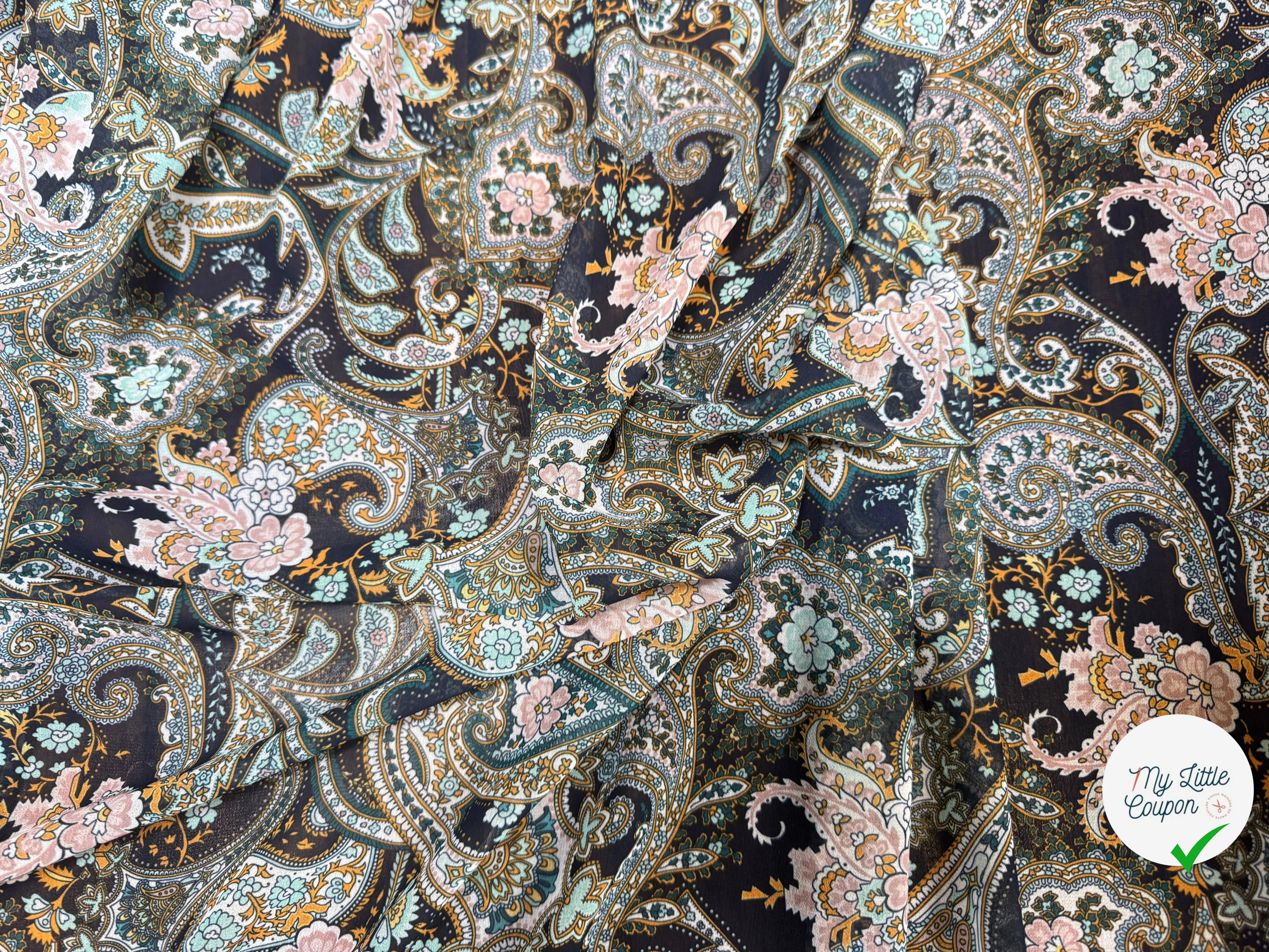 CREPE GEORGETTE EXPLOSION DE PAISLEY - My Little Coupon