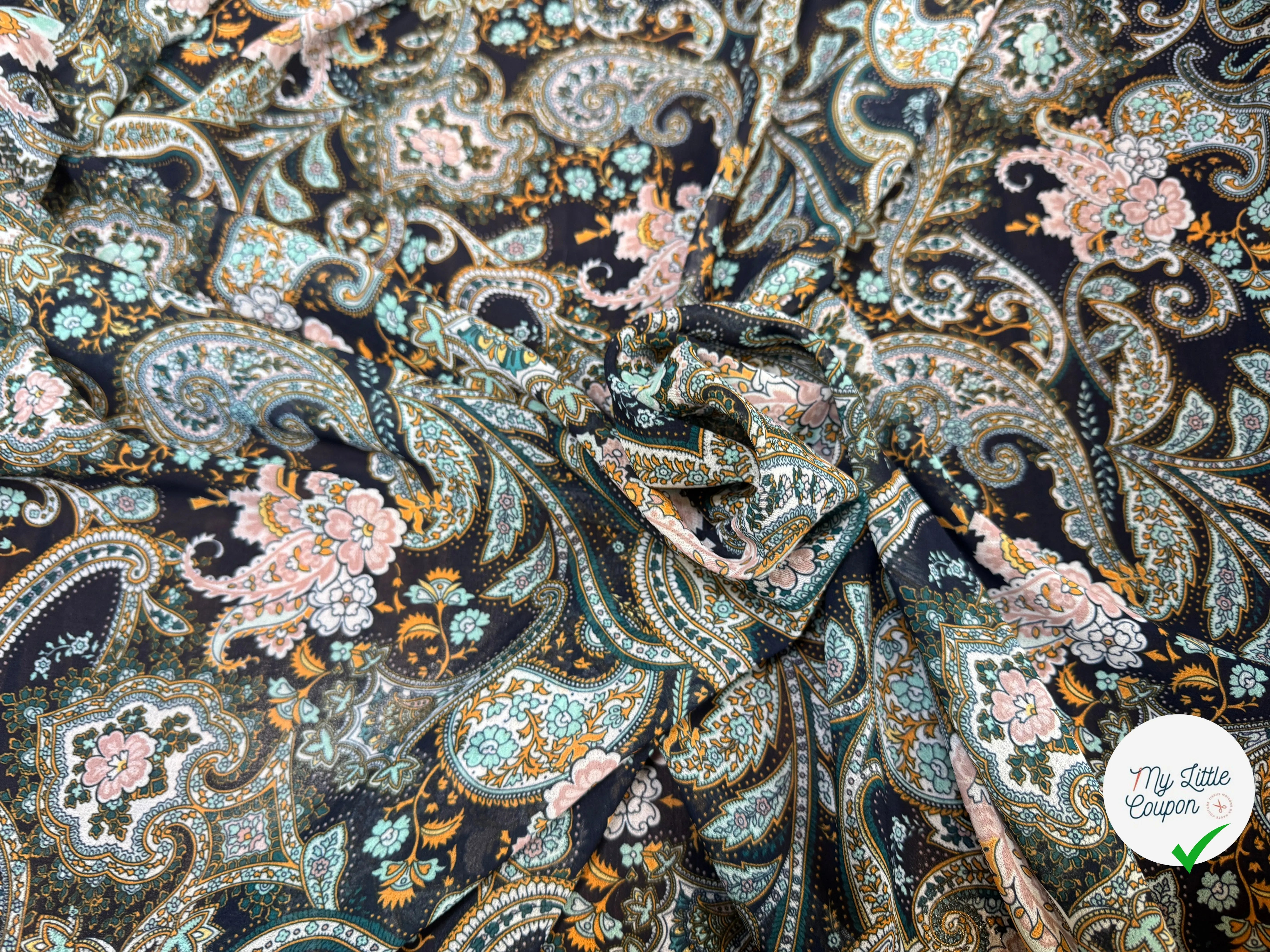 CREPE GEORGETTE EXPLOSION DE PAISLEY - My Little Coupon