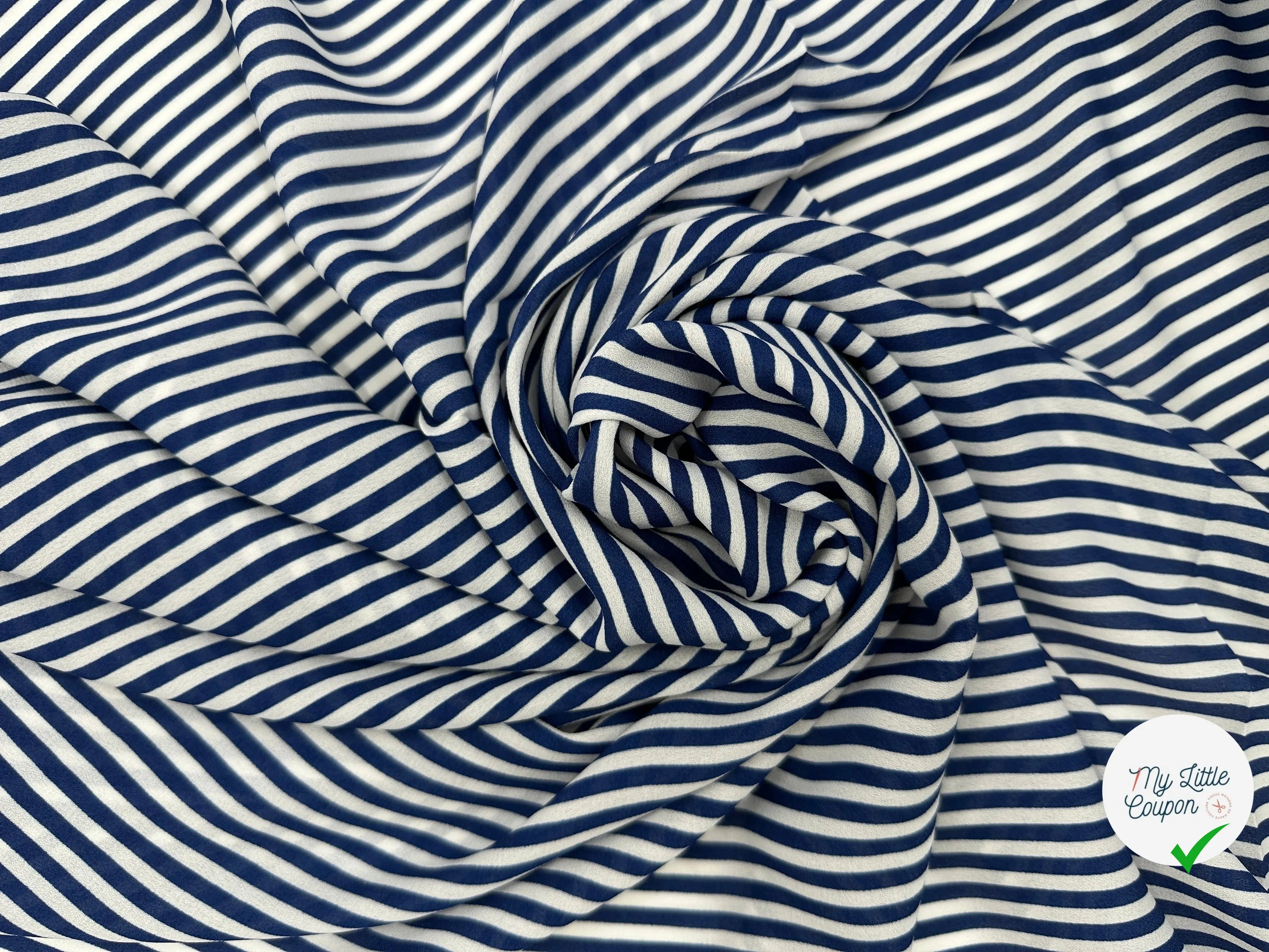 CRÊPE GEORGETTE RAYURES BLEU & BLANC MLC INTERN