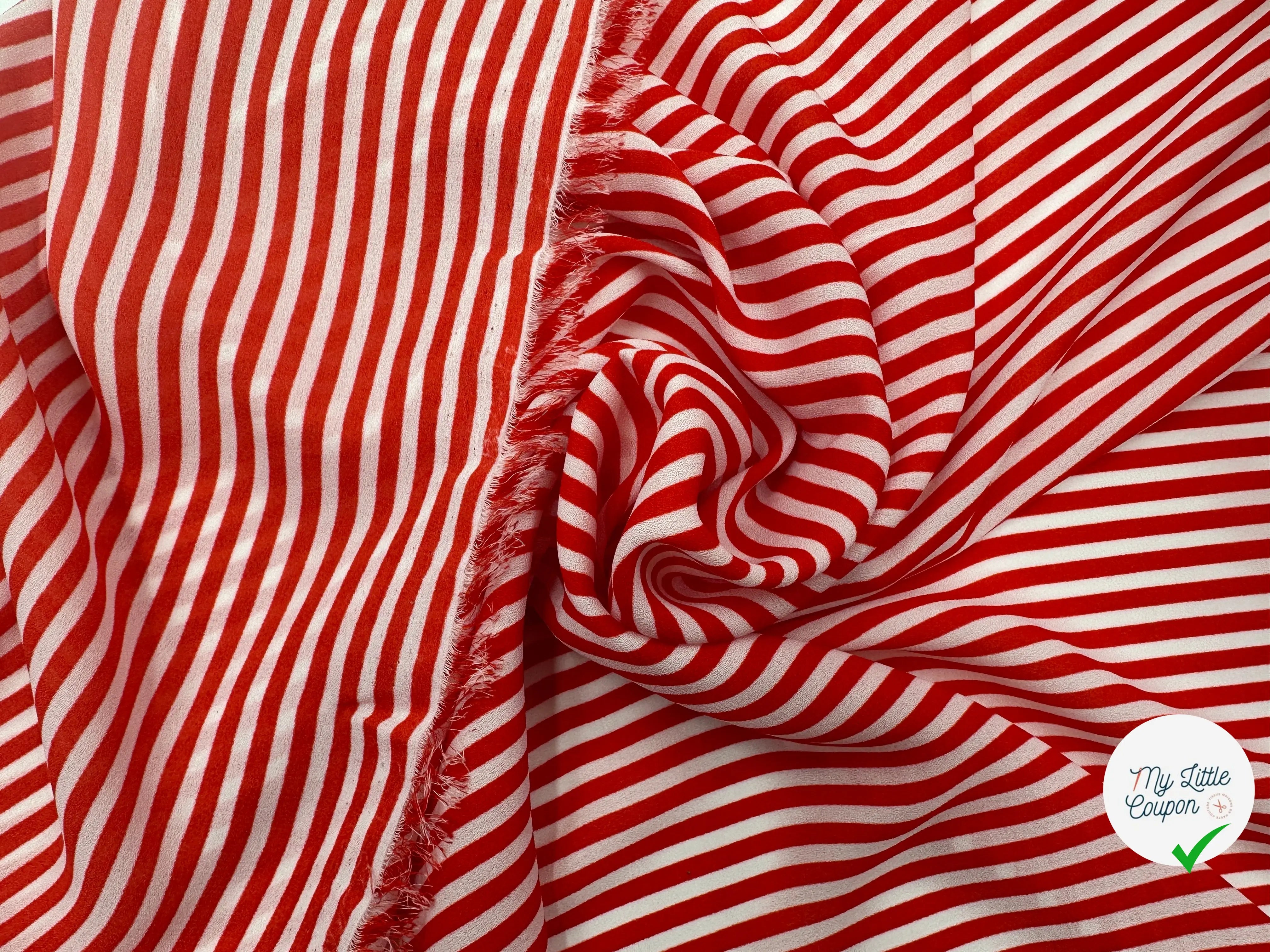 CRÊPE GEORGETTE RAYURES ROUGE & BLANC MLC INTERN