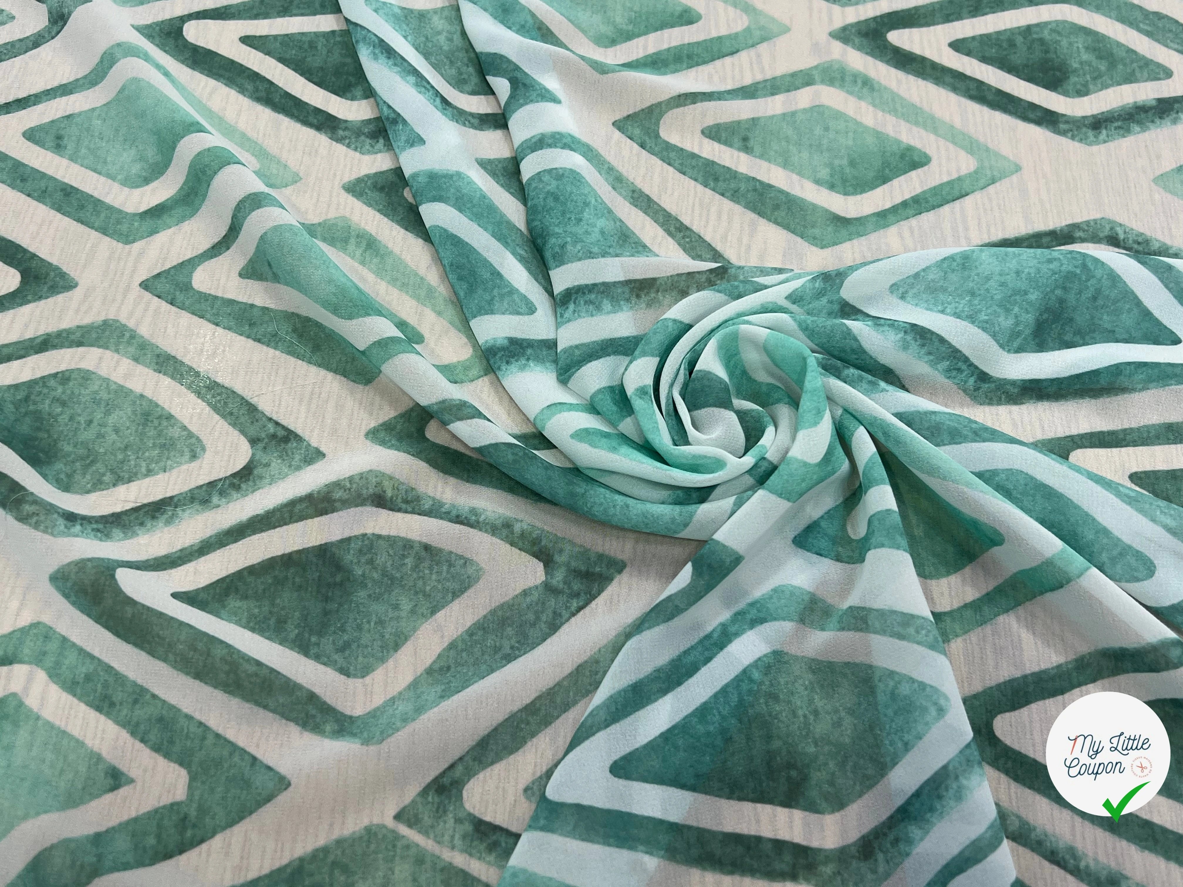 CREPE GEROGETTE LOSANGES VERT D'EAU - My Little Coupon