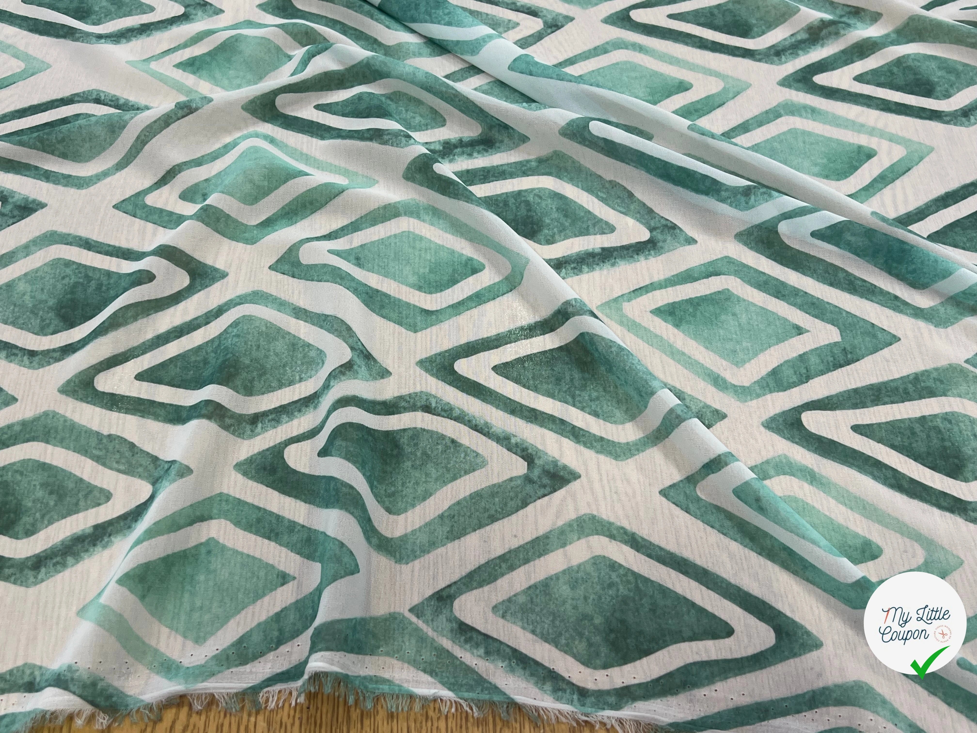 CREPE GEROGETTE LOSANGES VERT D'EAU - My Little Coupon