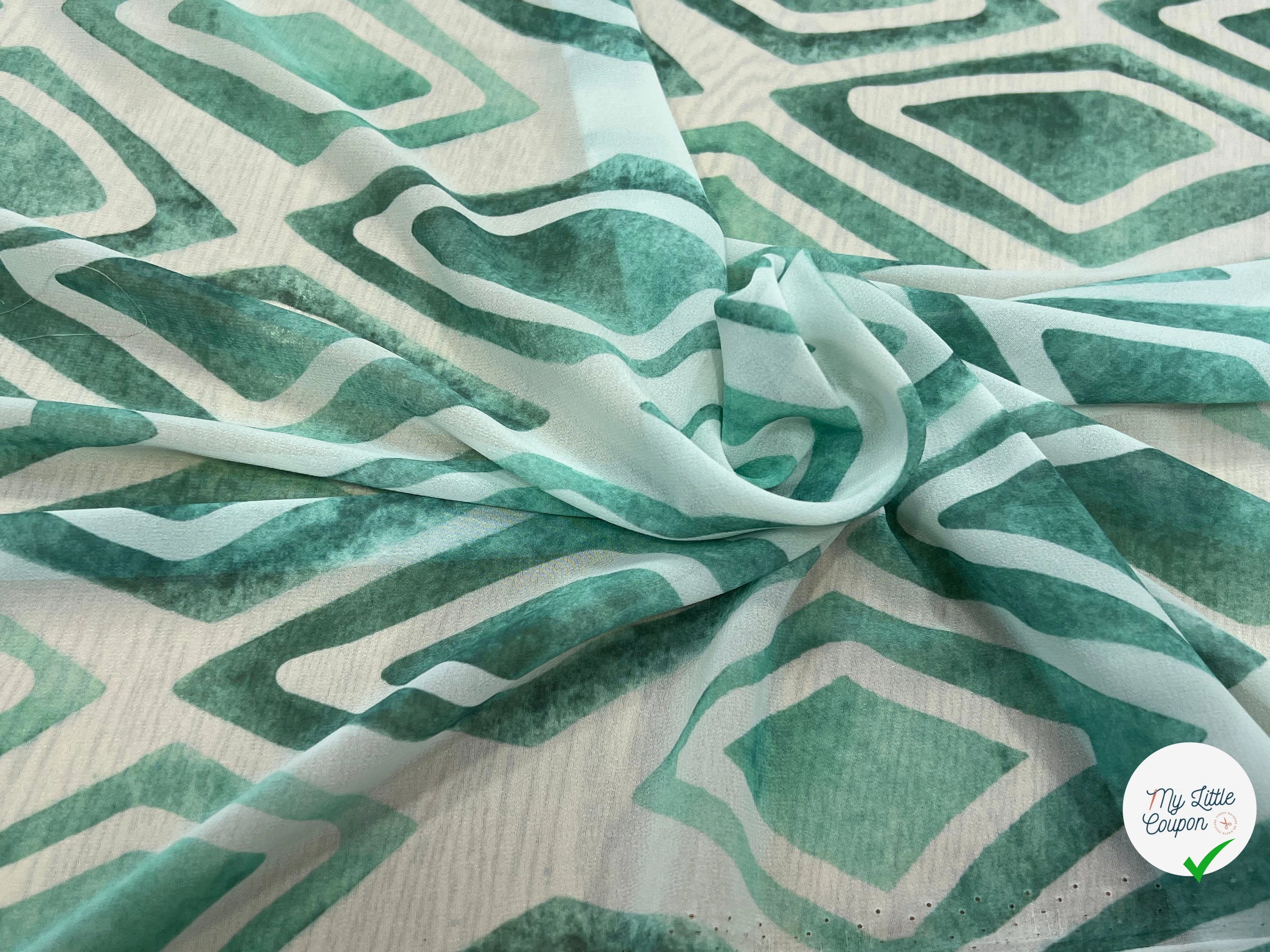 CREPE GEROGETTE LOSANGES VERT D'EAU - My Little Coupon