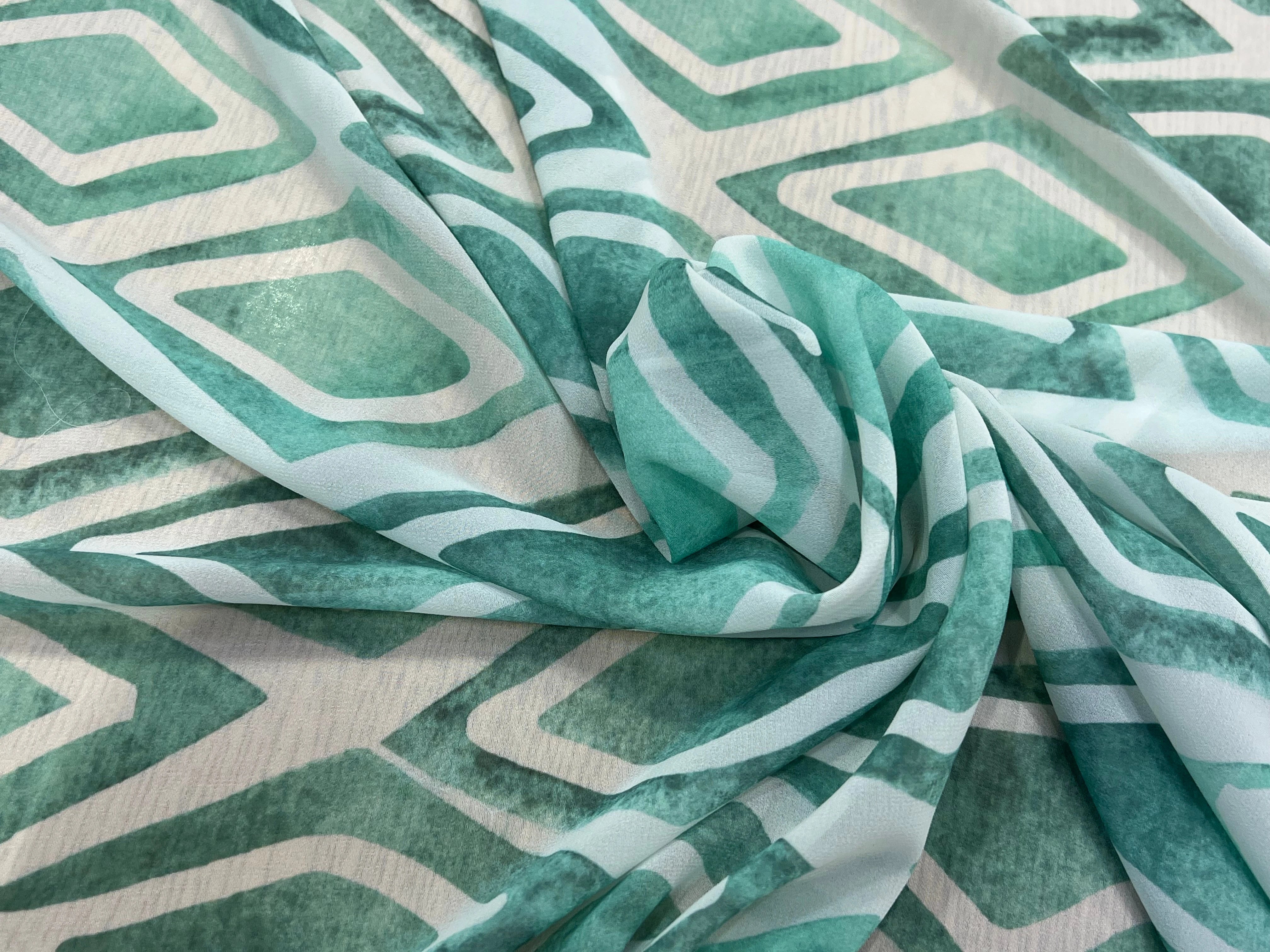 CREPE GEROGETTE LOSANGES VERT D'EAU - My Little Coupon