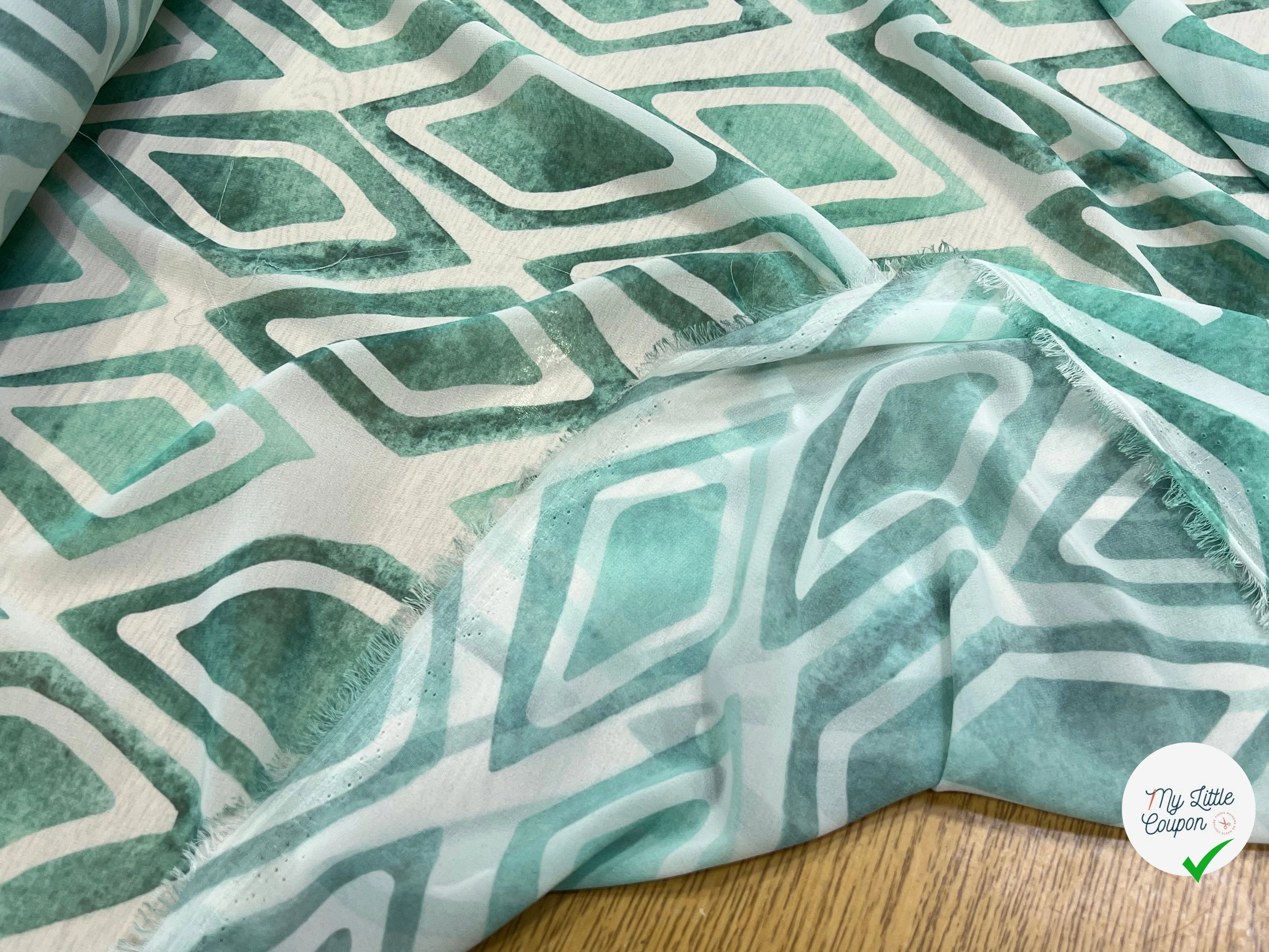 CREPE GEROGETTE LOSANGES VERT D'EAU - My Little Coupon