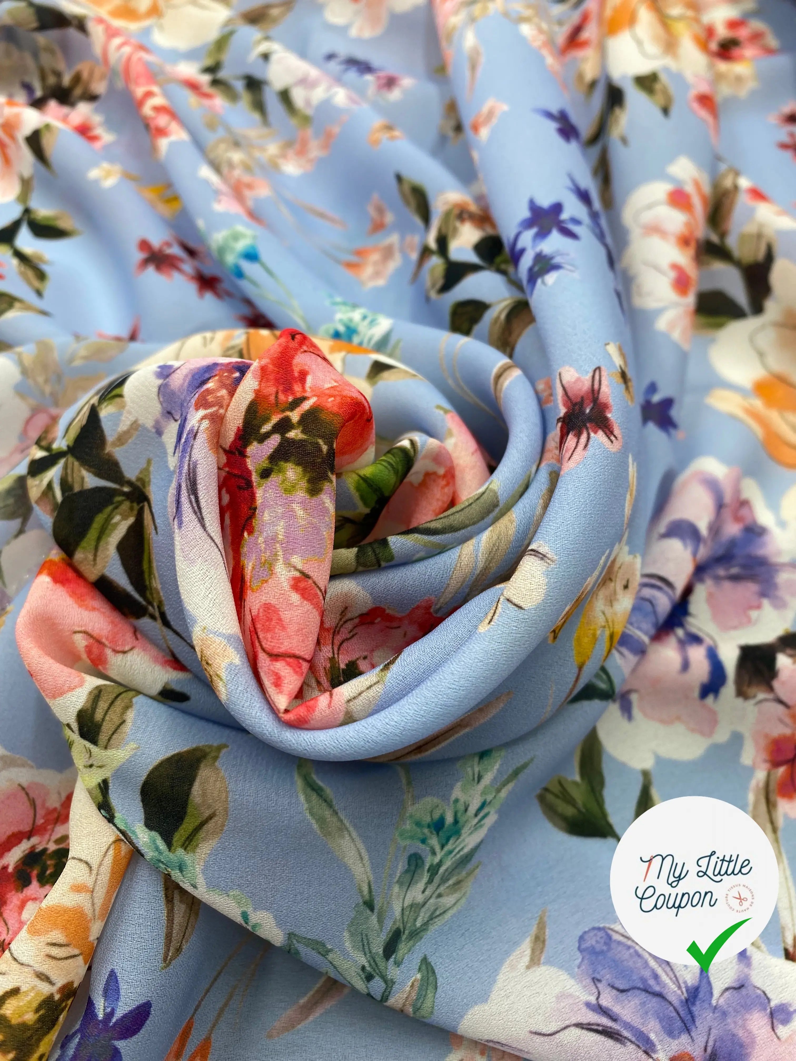 CRÊPE HIBISCUS JOPNI FOND BLEU CIEL MSO