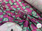 CRÊPE LÉGÈREMENT SATINÉ EXPLOSION DE ROSE ET VERT MLC INTERN