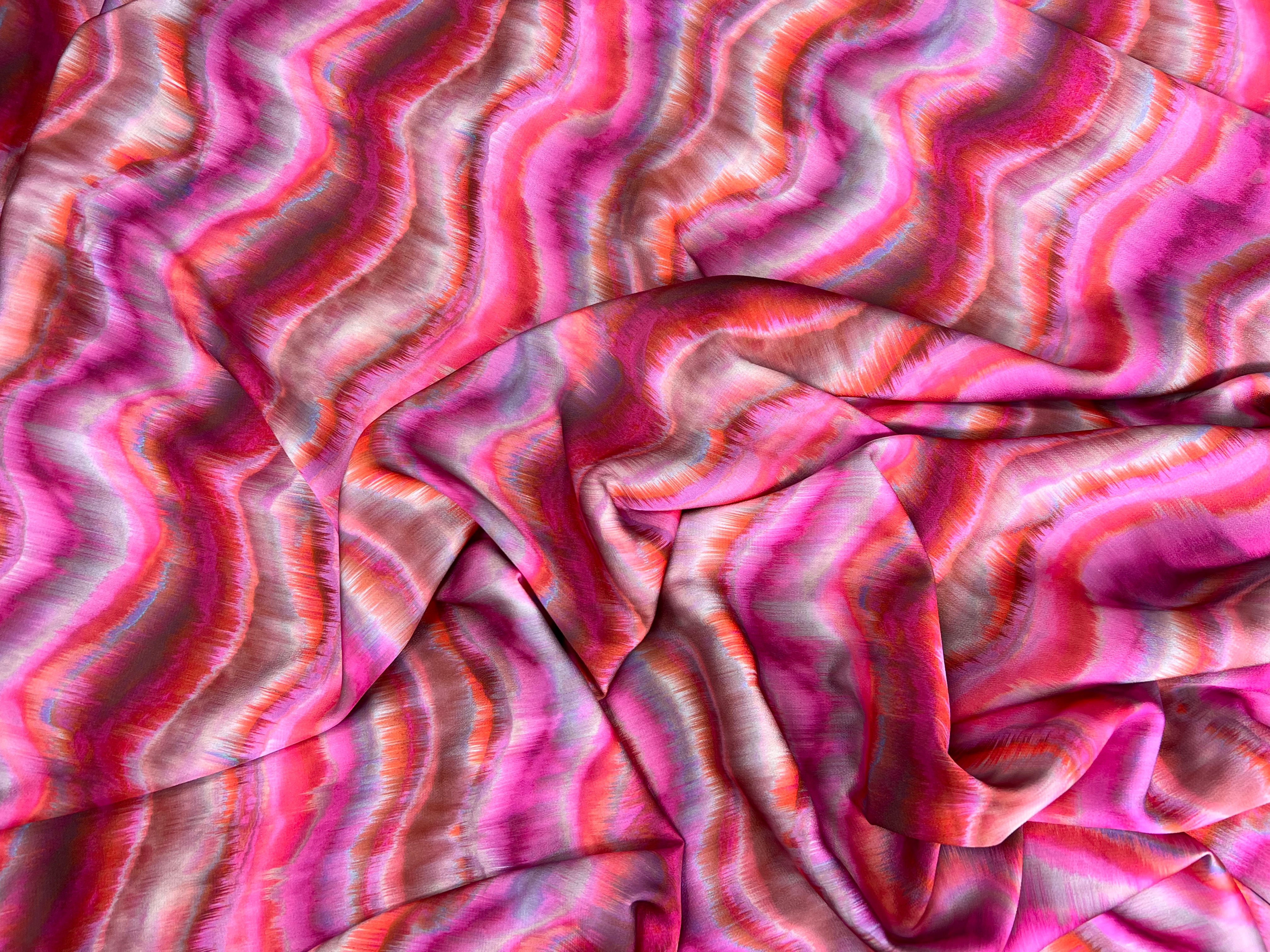 CRÊPE LÉGÈREMENT SATINÉ PINK WAVES - My Little Coupon