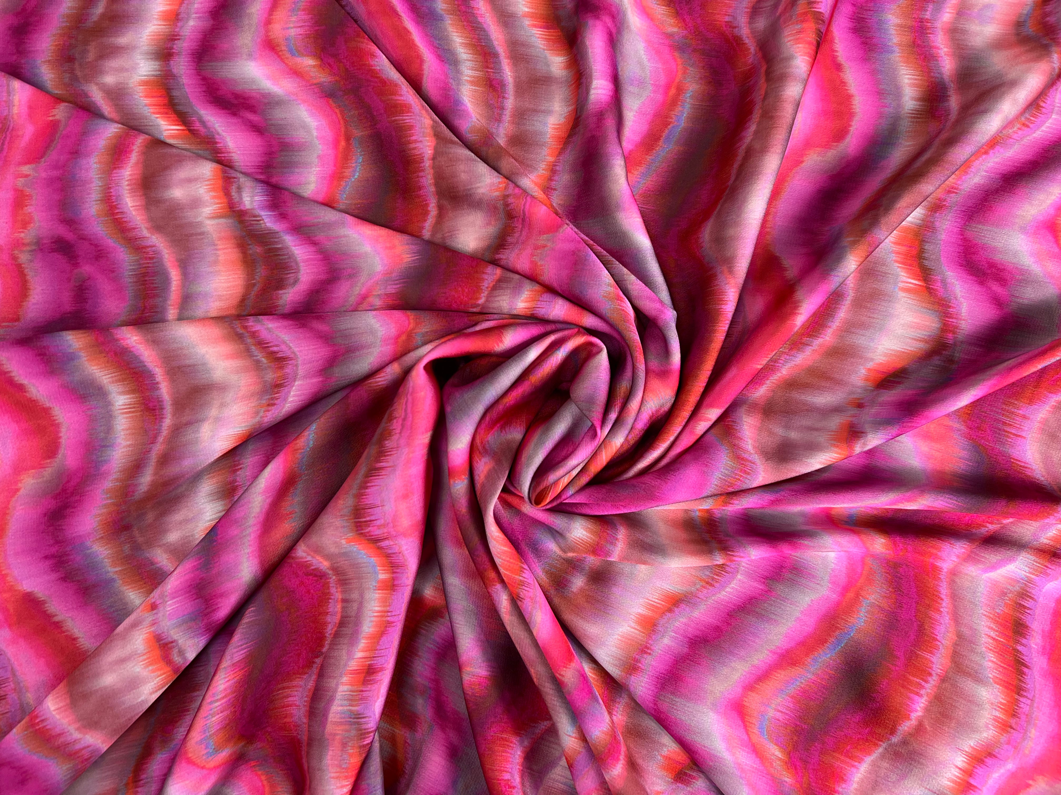CRÊPE LÉGÈREMENT SATINÉ PINK WAVES - My Little Coupon