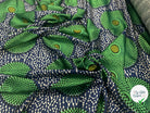 CRÊPE LÉGÈREMENT SATINÉ ROSACES ABYSALES BLEU ET VERT MLC INTERN