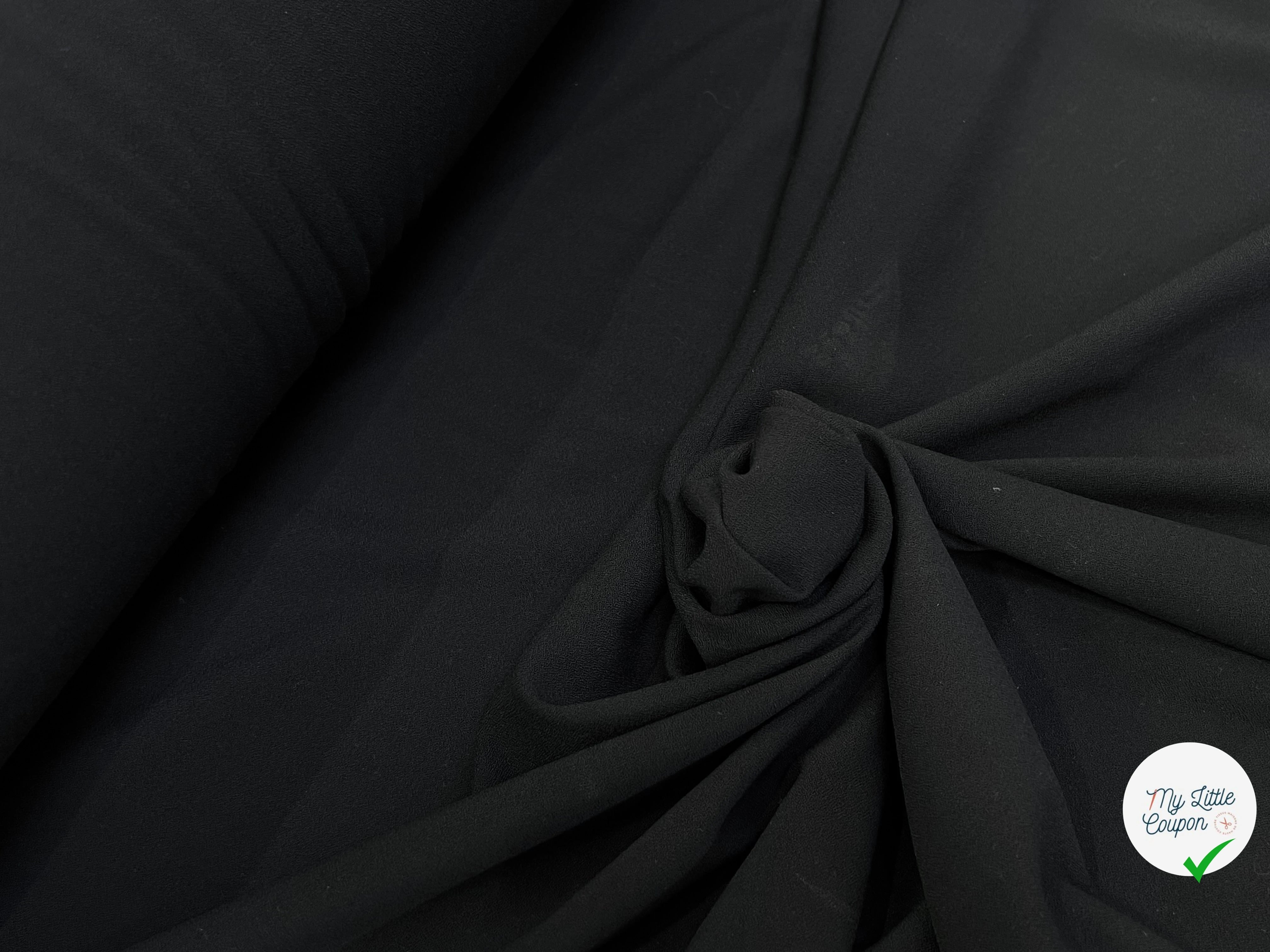 CREPE LOURD ACETATE VISCOSE SEMI-LOURD TOMBÉ FLUIDE NOIR LÉGÈREMENT STRETCH - My Little Coupon