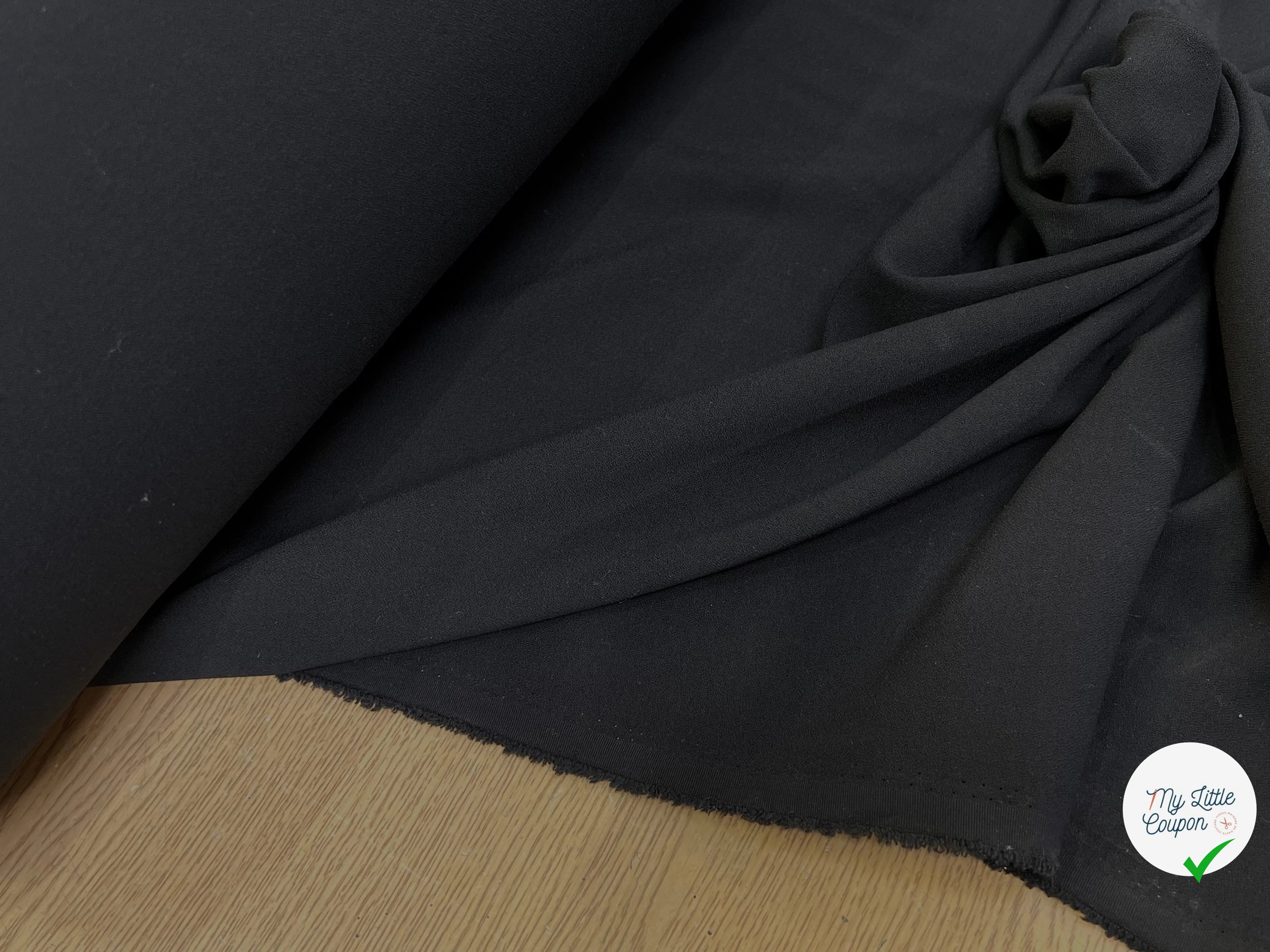 CREPE LOURD ACETATE VISCOSE SEMI-LOURD TOMBÉ FLUIDE NOIR LÉGÈREMENT STRETCH - My Little Coupon