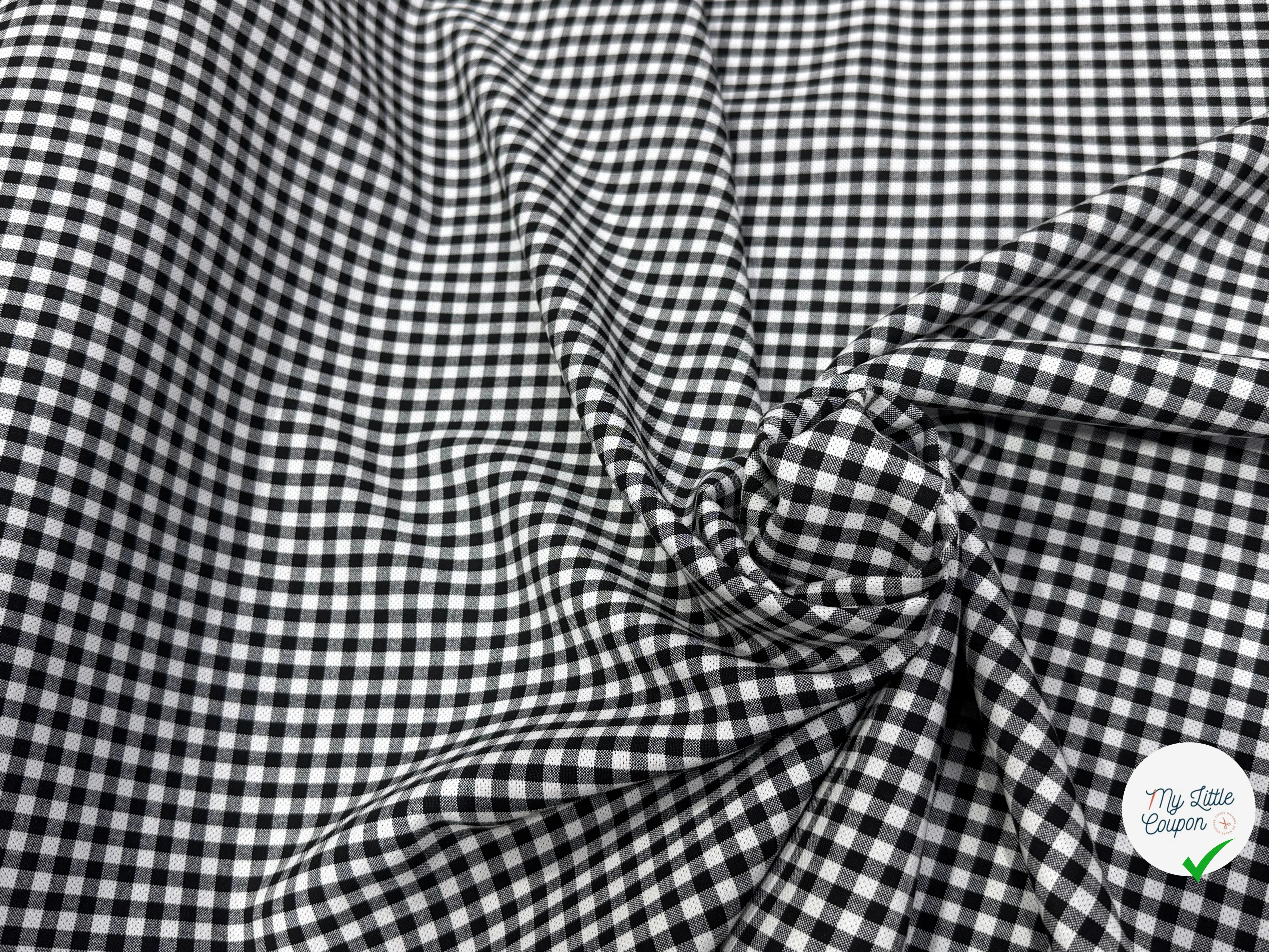 CRÊPE LOURD JAPAN VICHY BLANC NOIR STRETCH SUPER TENUE 28% VISCOSE - My Little Coupon