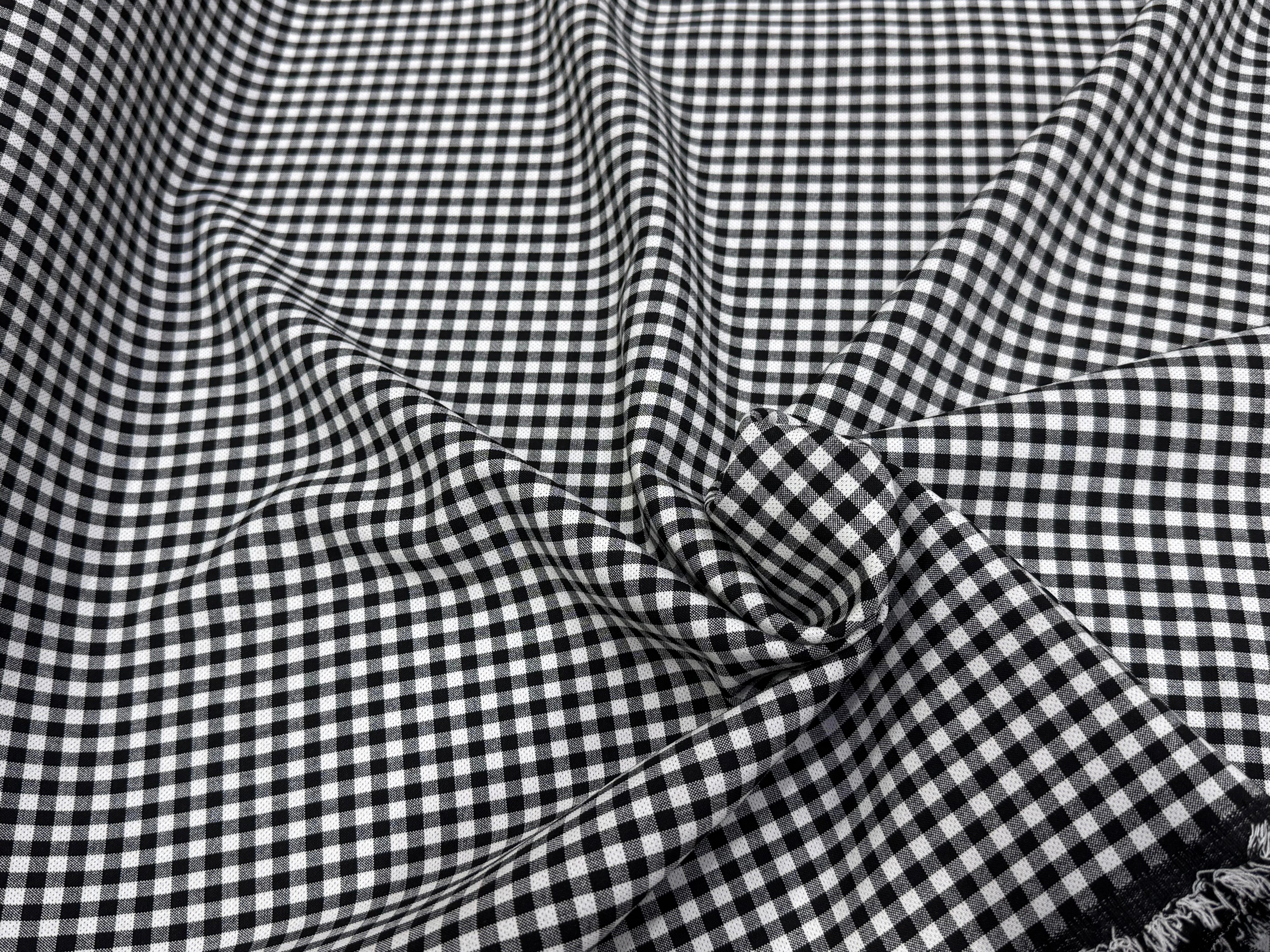 CRÊPE LOURD JAPAN VICHY BLANC NOIR STRETCH SUPER TENUE 28% VISCOSE - My Little Coupon