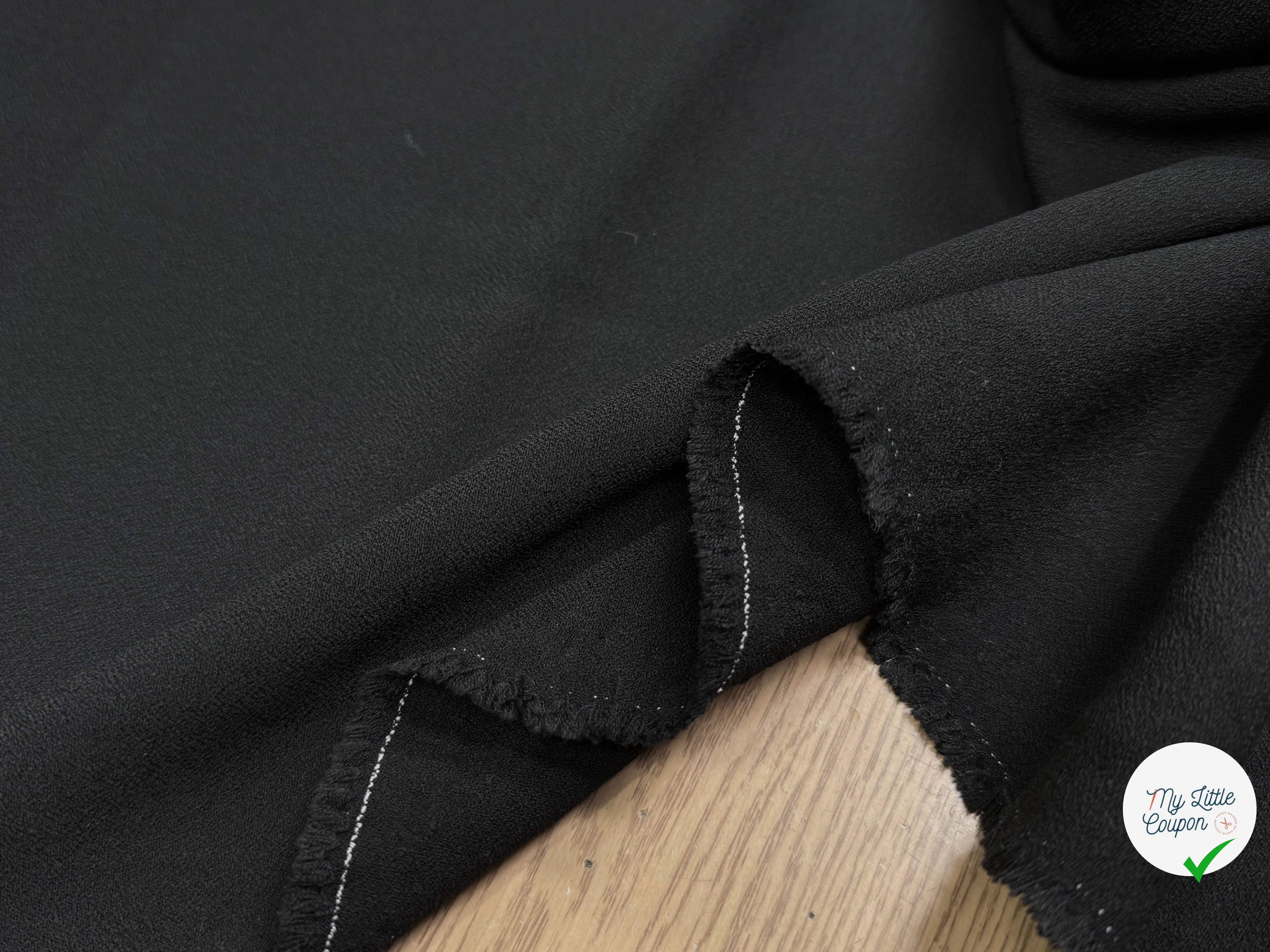 CREPE LOURD MOUSSE POLYVISCOSE STRETCH NOIR SUBLIME - My Little Coupon