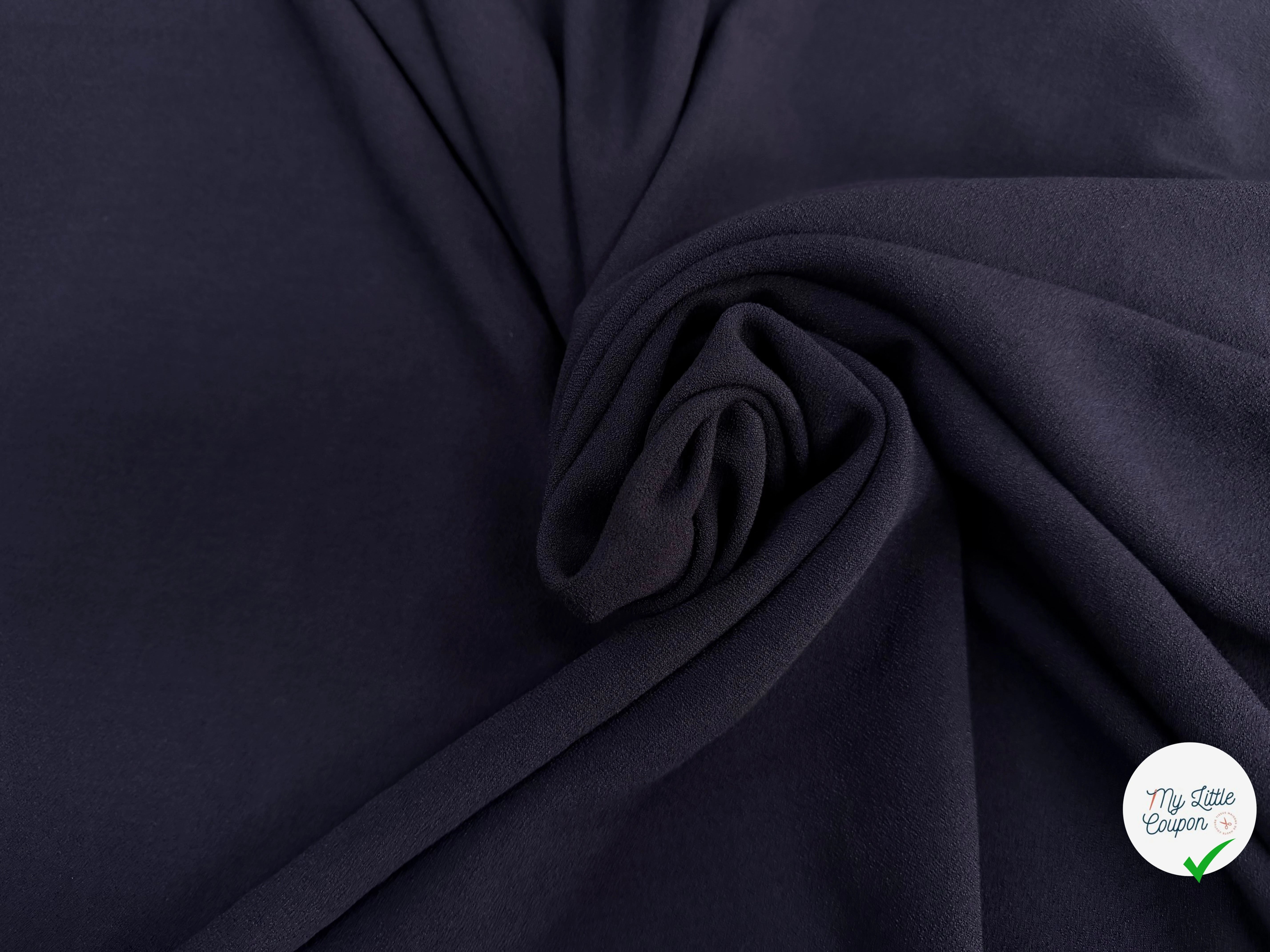 CREPE LOURD MOUSSE POLYVISOSE STRETCH BLEU NAVY SUBLIME - My Little Coupon