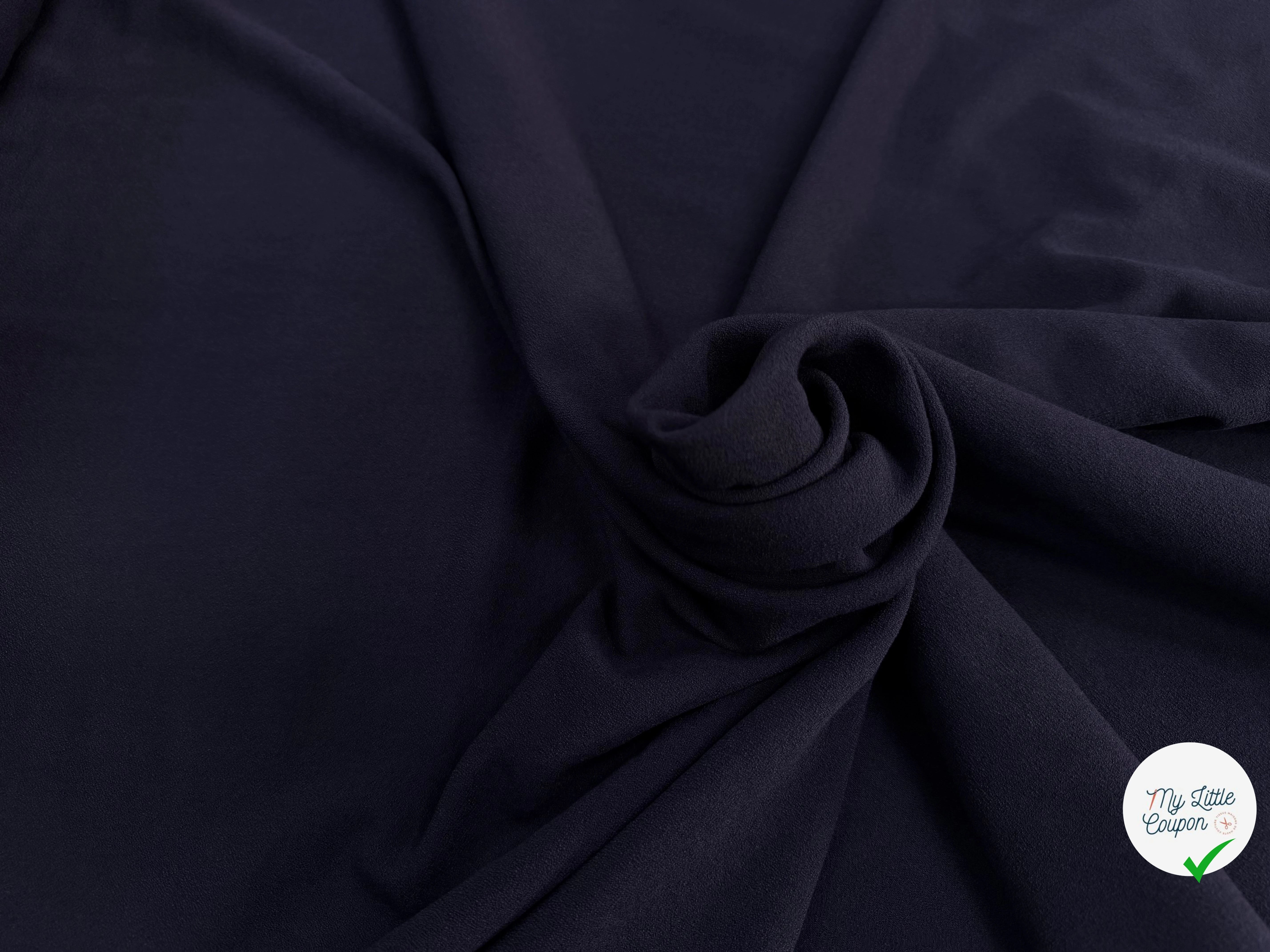 CREPE LOURD MOUSSE POLYVISOSE STRETCH BLEU NAVY SUBLIME - My Little Coupon
