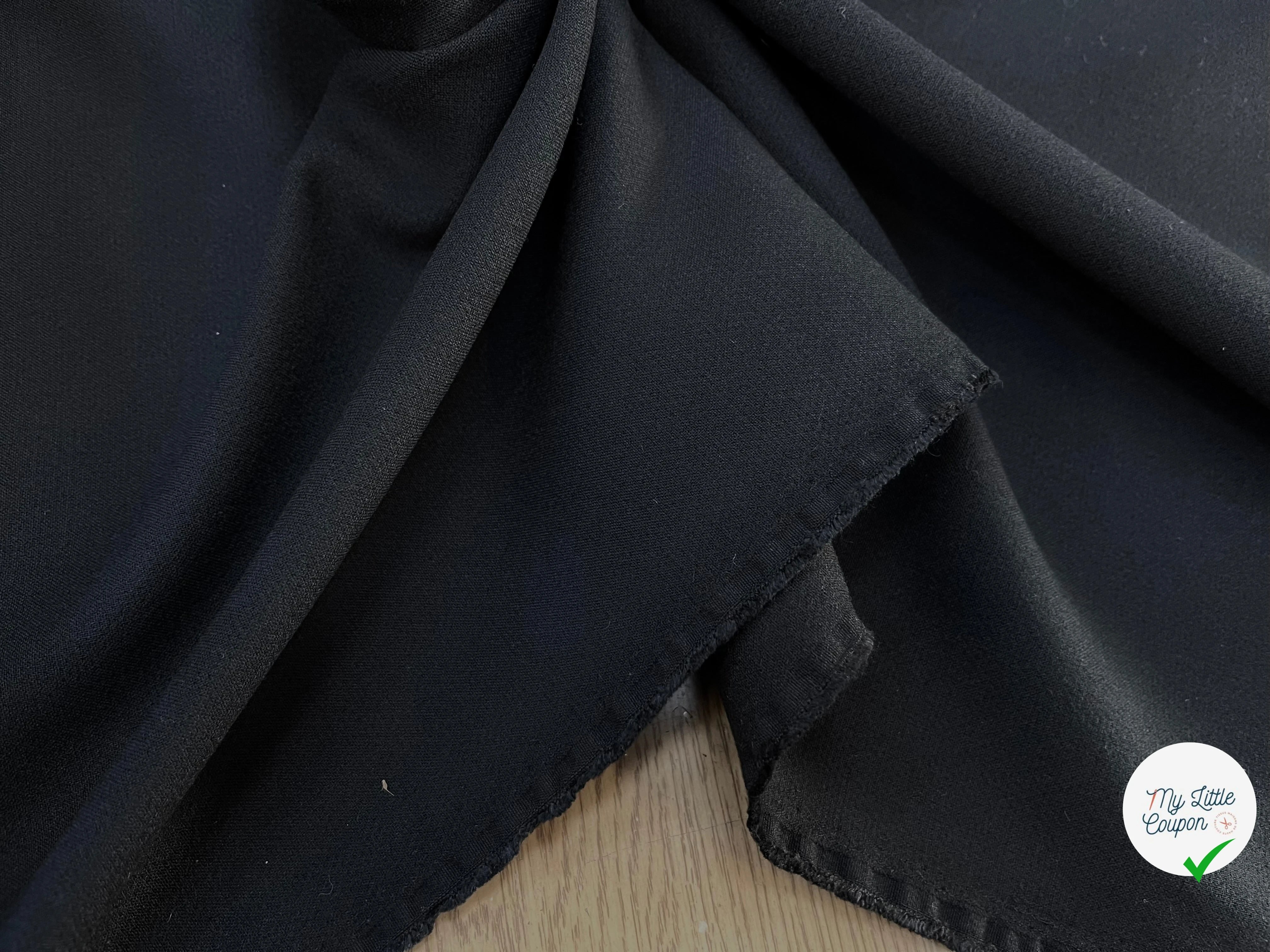 CREPE LOURD POLYESTER NOIR STRETCH 130CM - My Little Coupon