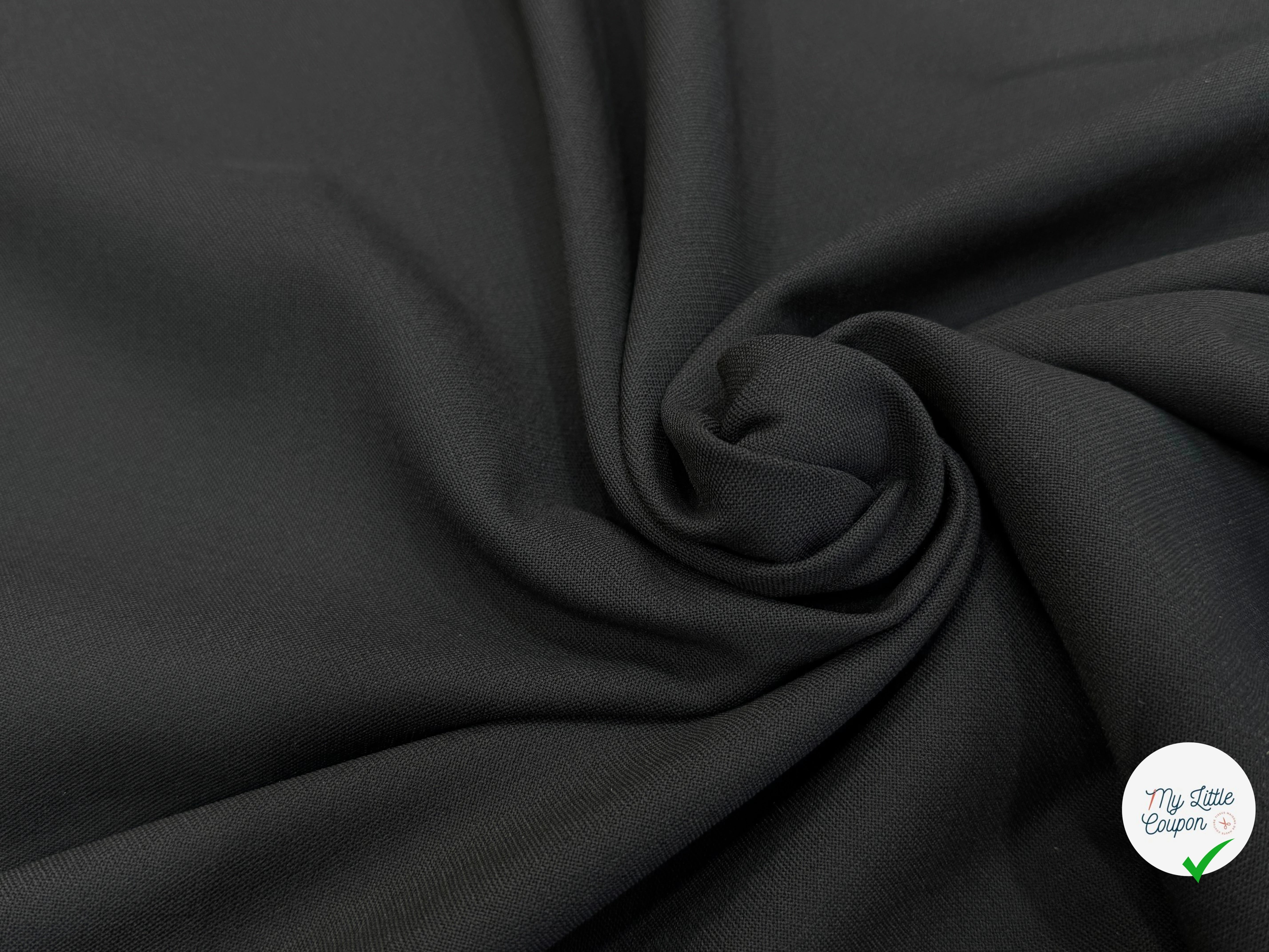 CREPE LOURD POLYVISCOSE BEAU TOMBÉ NOIR STRETCH - My Little Coupon