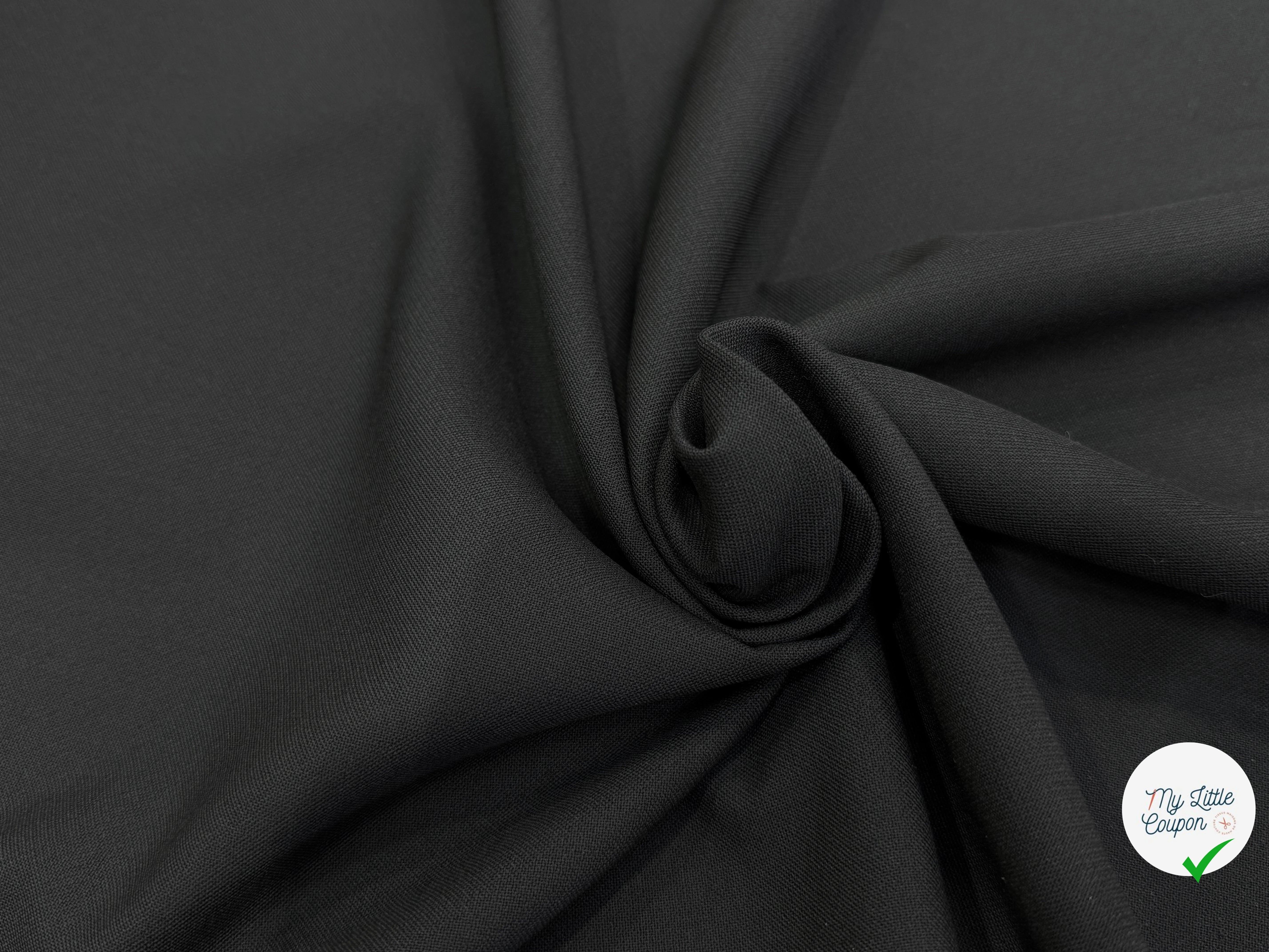 CREPE LOURD POLYVISCOSE BEAU TOMBÉ NOIR STRETCH - My Little Coupon