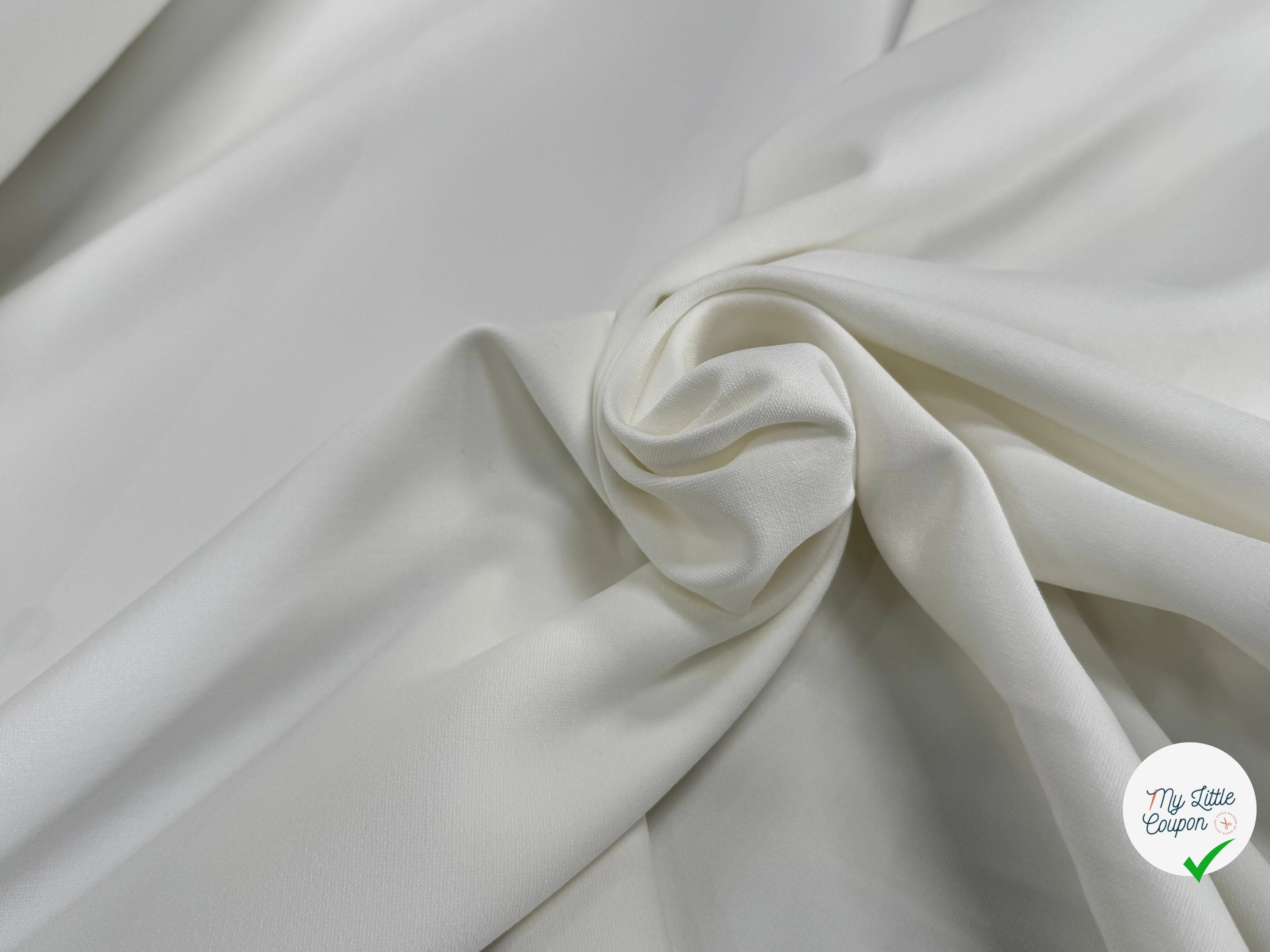 CREPE LOURD POLYVISCOSE ET COTON STRETCH TRÈS BELLE TENUE BLANC LÉGÈREMENT CASSÉ - My Little Coupon