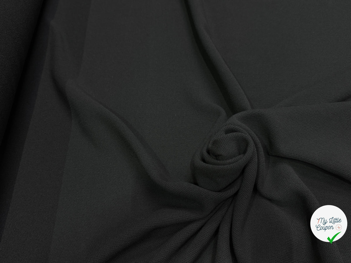 Tissu crêpe lourd polyviscose laine noir
