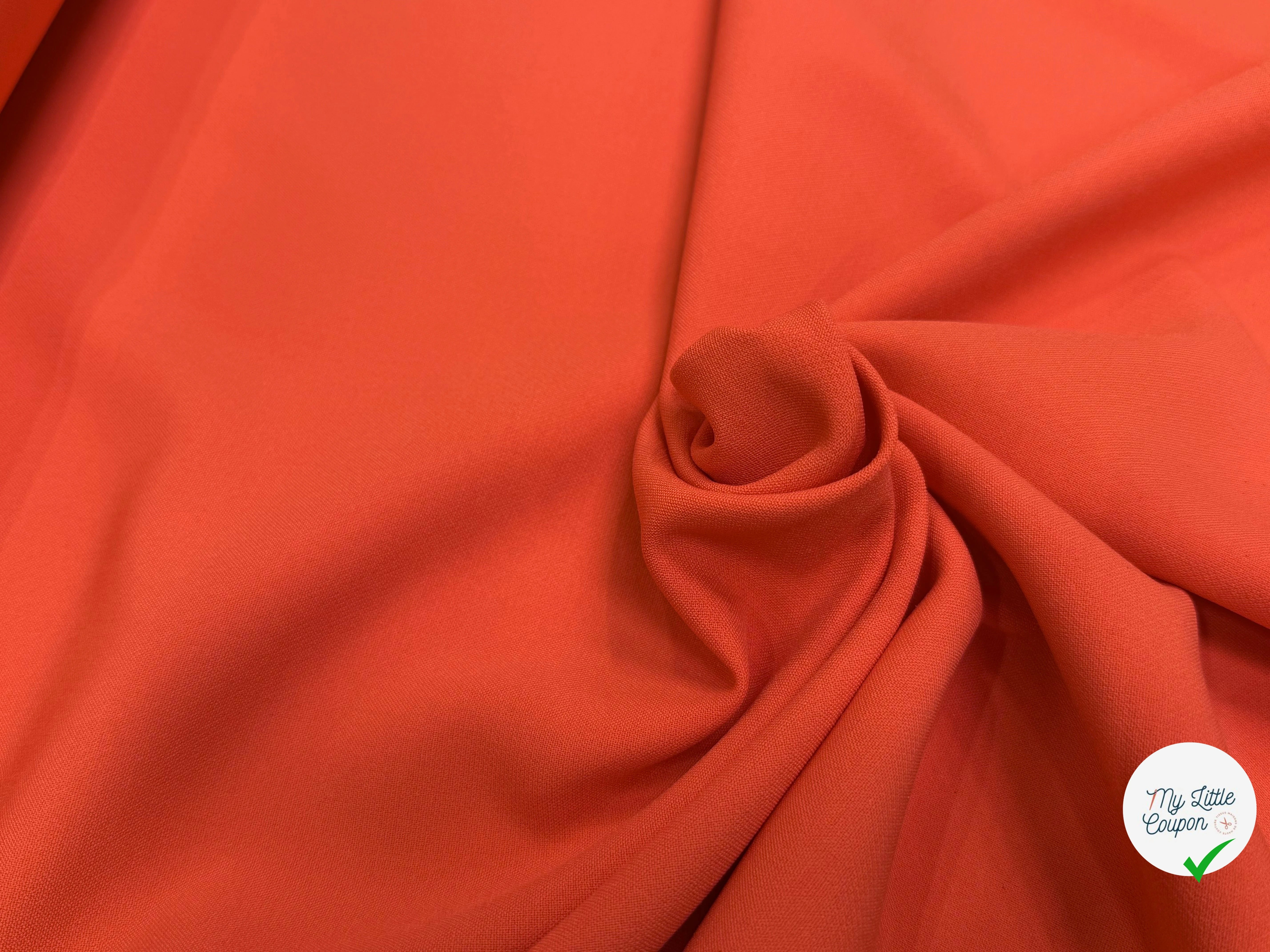 CREPE LOURD POLYVISCOSE ORANGE TRÈS BELLE TENUE - My Little Coupon