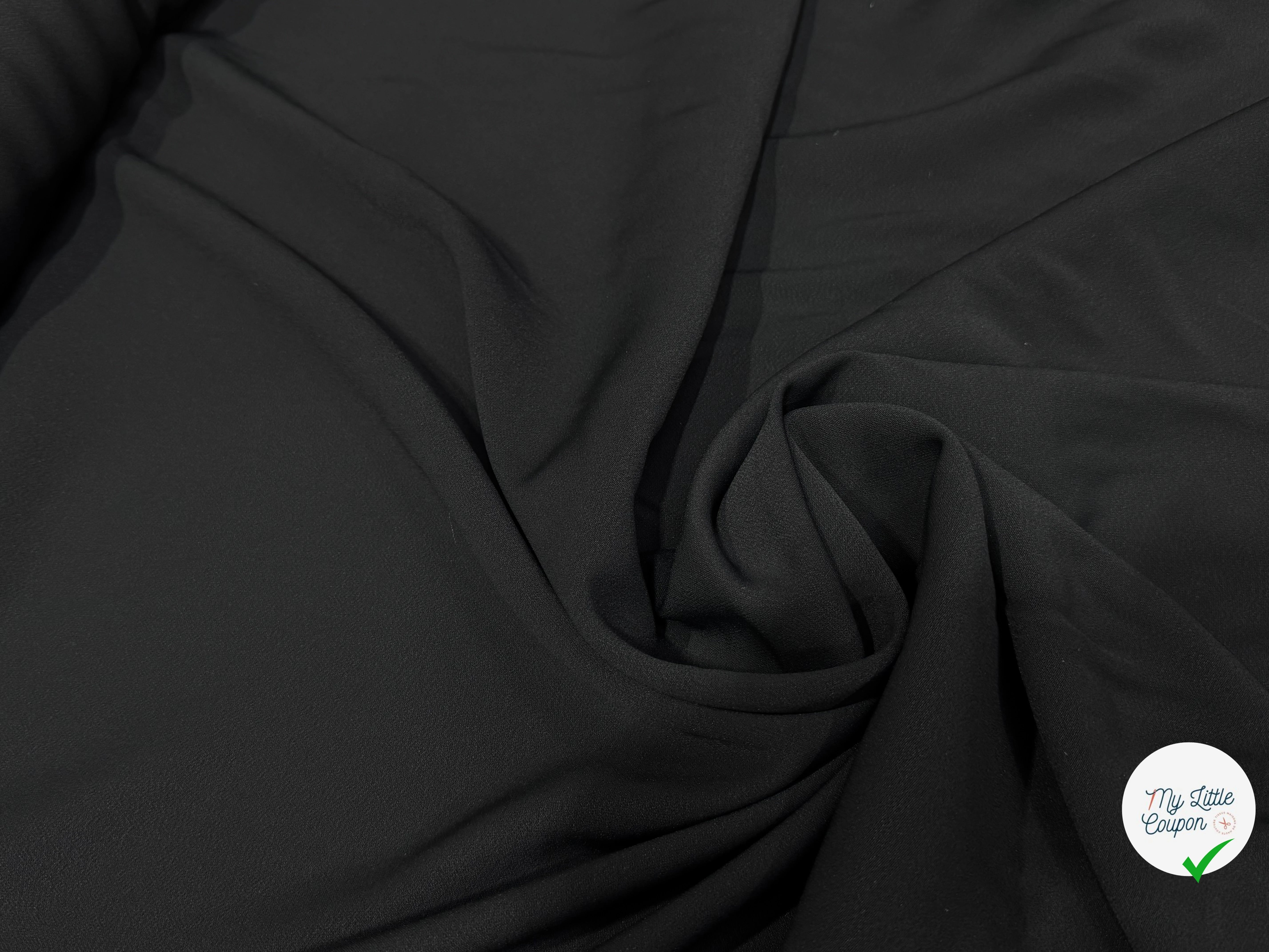 CREPE LOURD VISCOSE TRÈS BEAU TOMBÉ NOIR STRETCH LÉGÈREMENT SATINÉ - My Little Coupon
