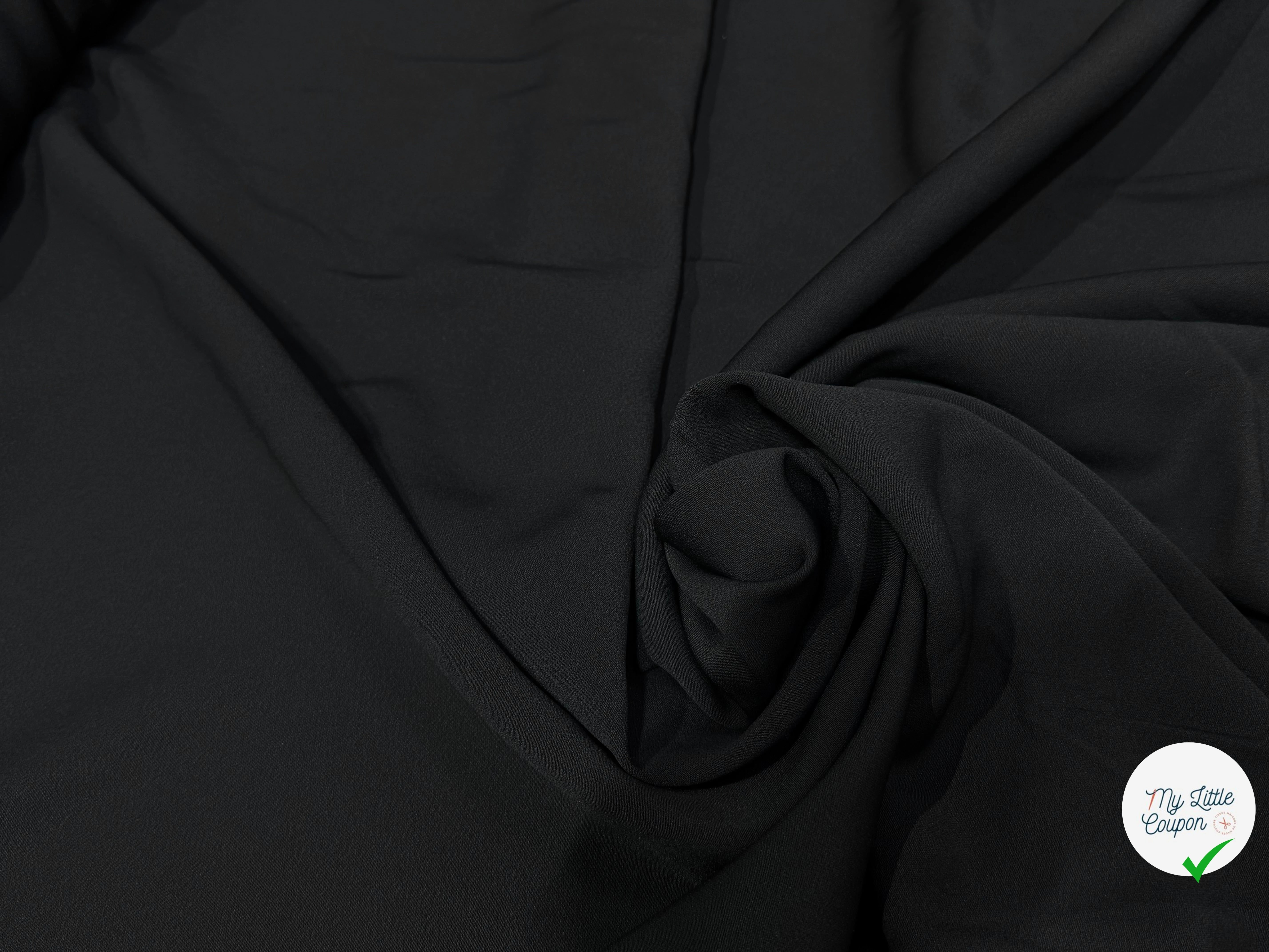 CREPE LOURD VISCOSE TRÈS BEAU TOMBÉ NOIR STRETCH LÉGÈREMENT SATINÉ - My Little Coupon