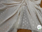 CREPE LUREX ÉCRU POIS ARGENTÉ - My Little Coupon